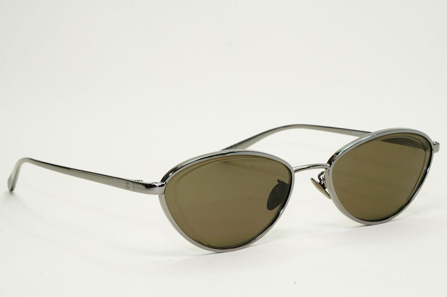 Chanel Sunglasses Gunmetal Brown Cat Eye Metal 4255 c.108/3 55mm