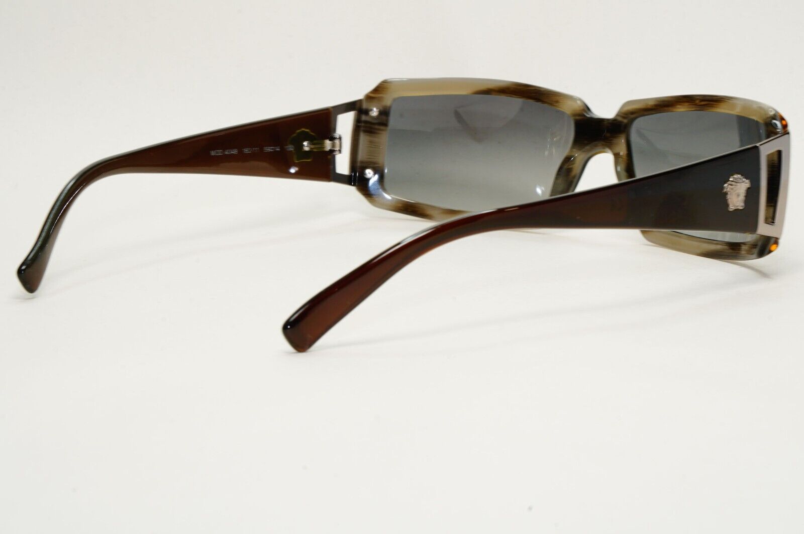 Versace Sunglasses 2004 Vintage Rectangle Wrap Brown Grey MOD 4048 182/11 120824