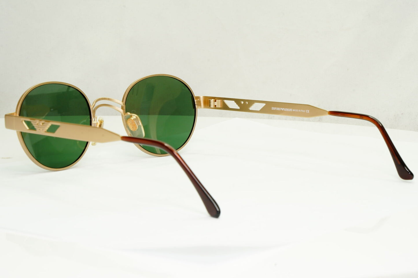 Emporio Armani Sunglasses 1997 Vintage Gold Round Green Eagle Metal 023-S 833 L