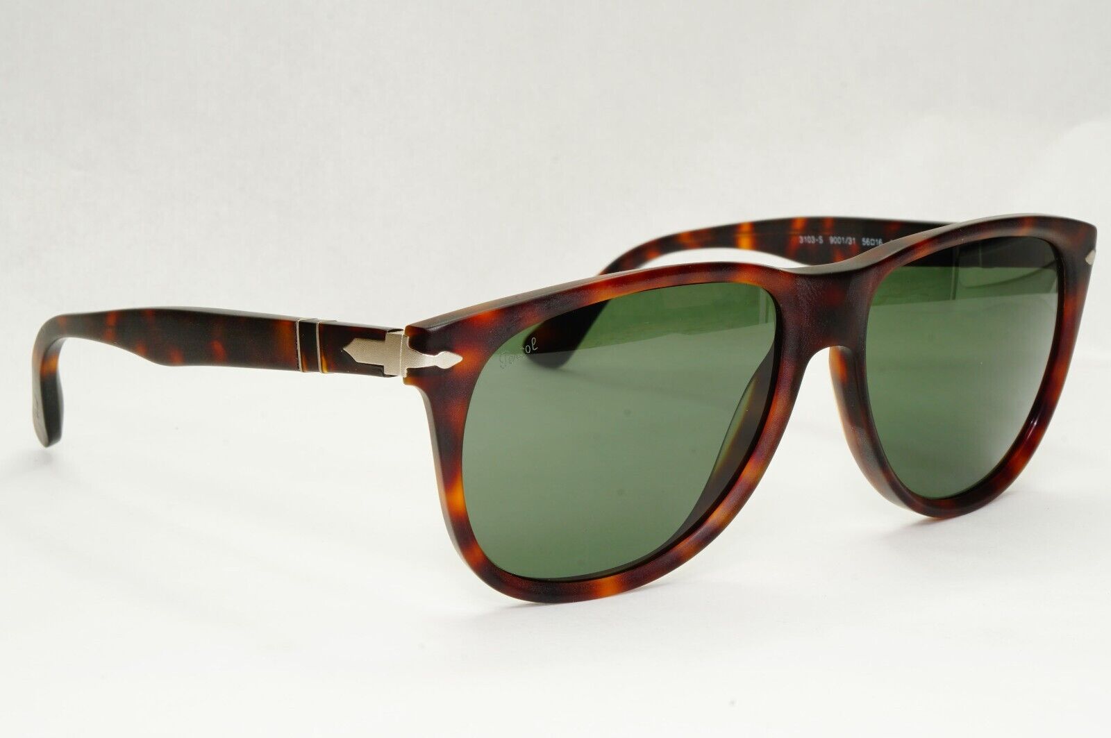 Persol Sunglasses 2014 Brown Tortoiseshell Green Square 3103-S 9001/31 56mm
