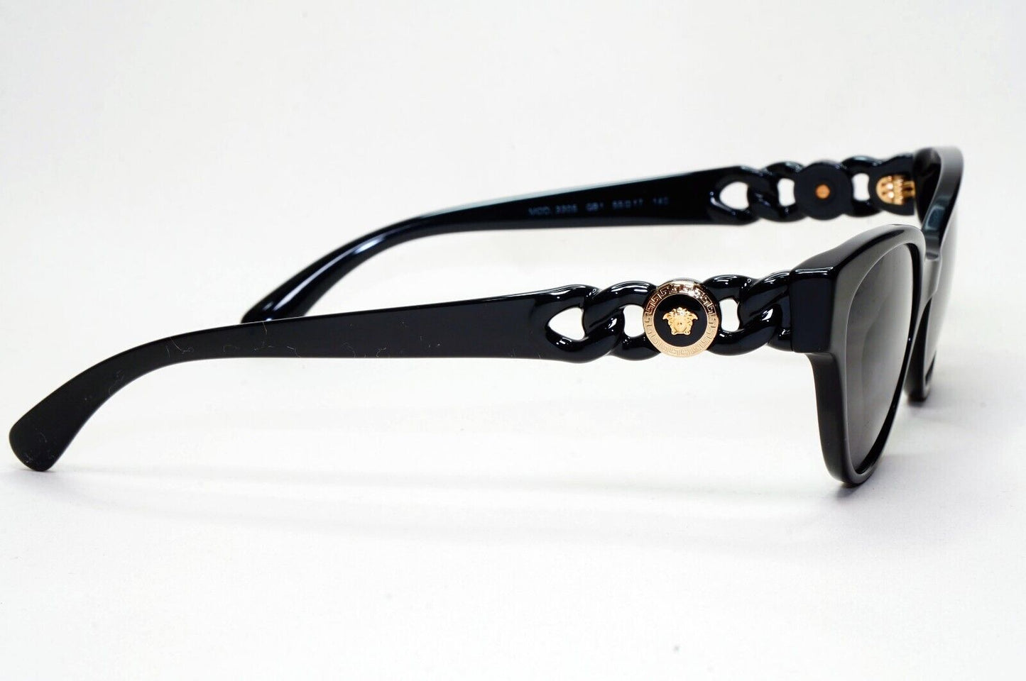 Versace Sunglasses Black Gold Medusa Chain Cat Eye MOD VE 3305 GB1 55mm