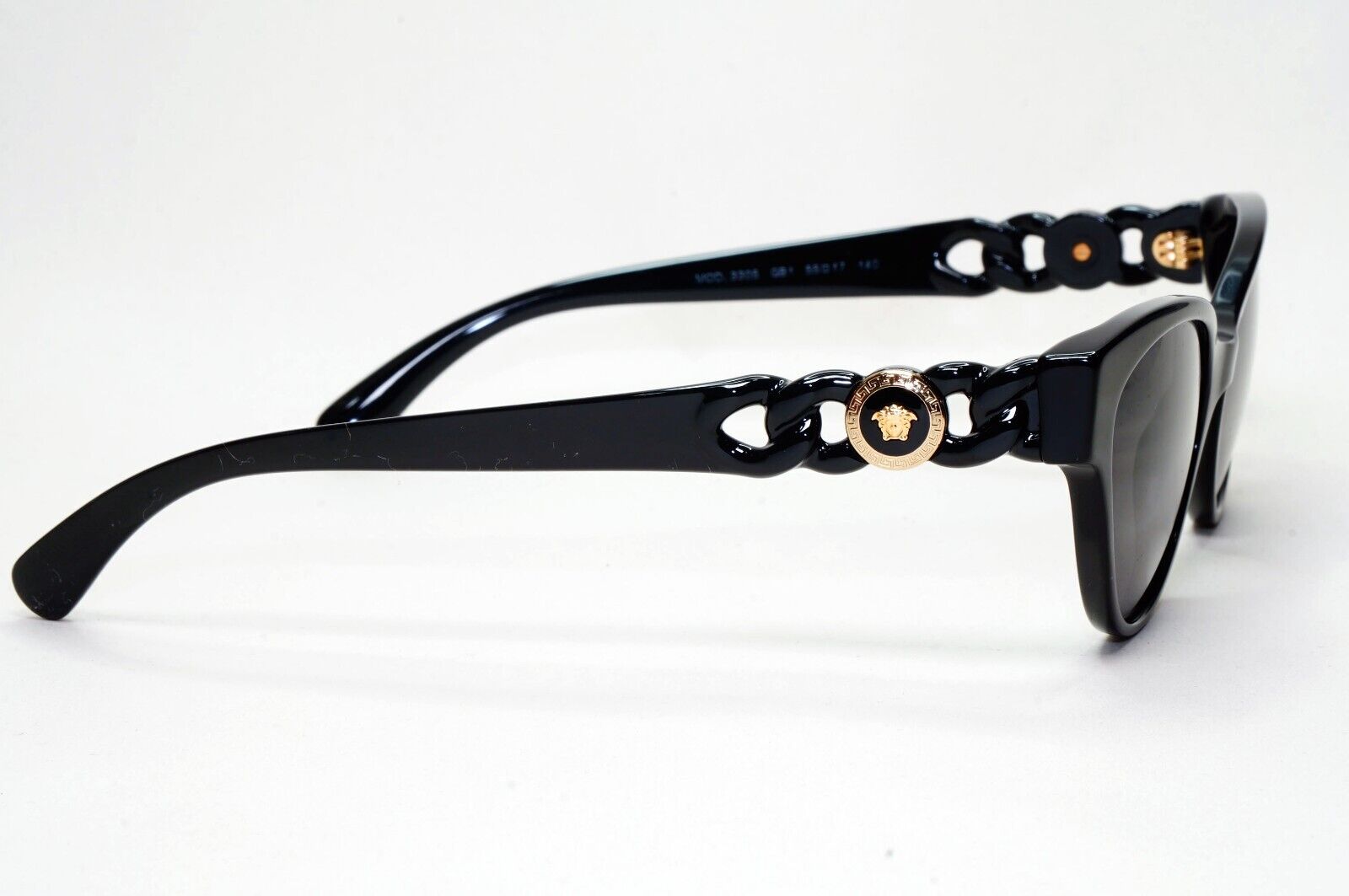 Versace Sunglasses Black Gold Medusa Chain Cat Eye MOD VE 3305 GB1 55mm