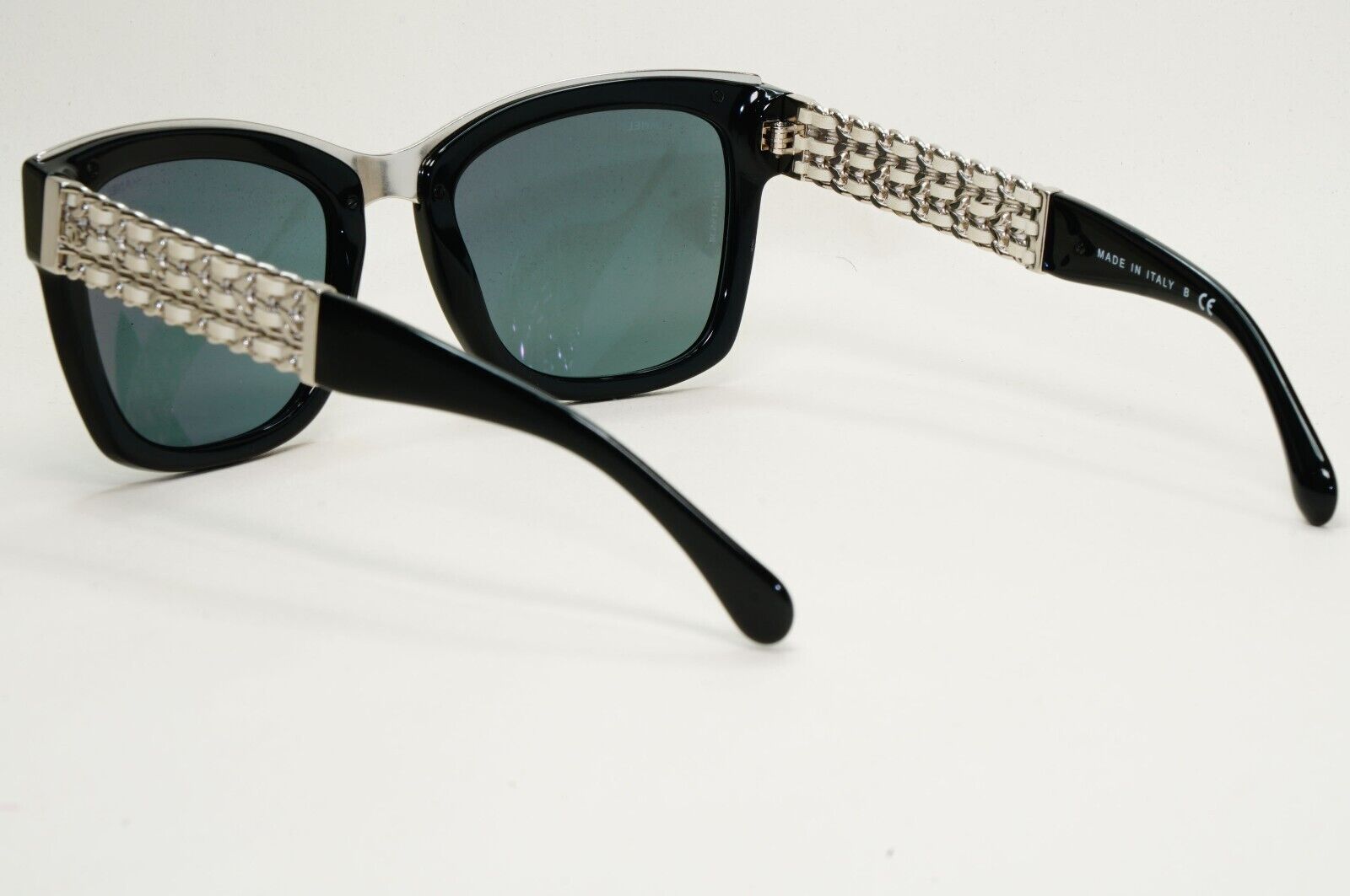 Chanel Sunglasses Black Grey Mirrored Silver Leather Chain 5362-Q c.501/26