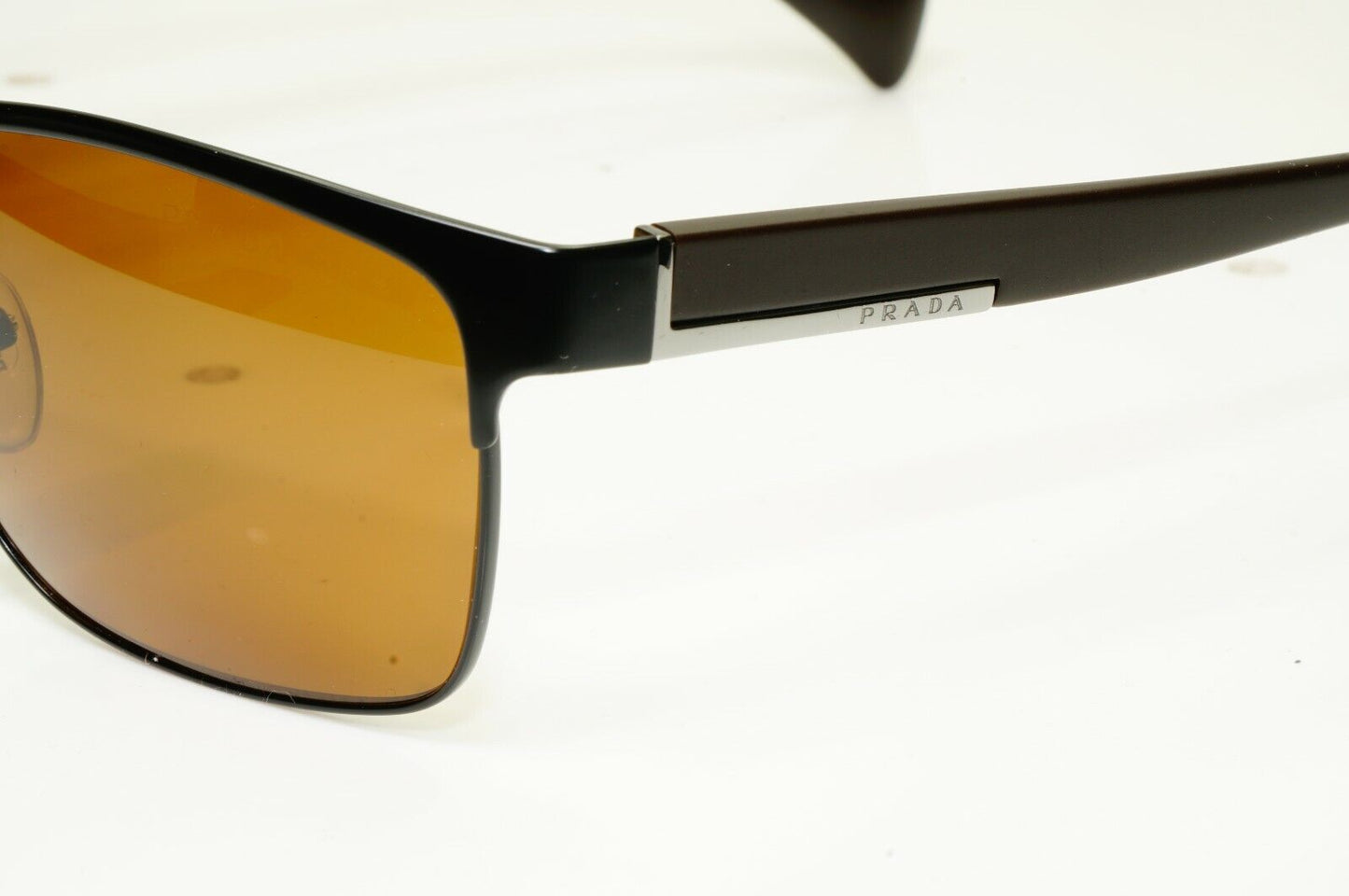 Authentic Prada Mens Polarized Brown Black Sunglasses Rectangle SPR 51O 1BO-5Y1