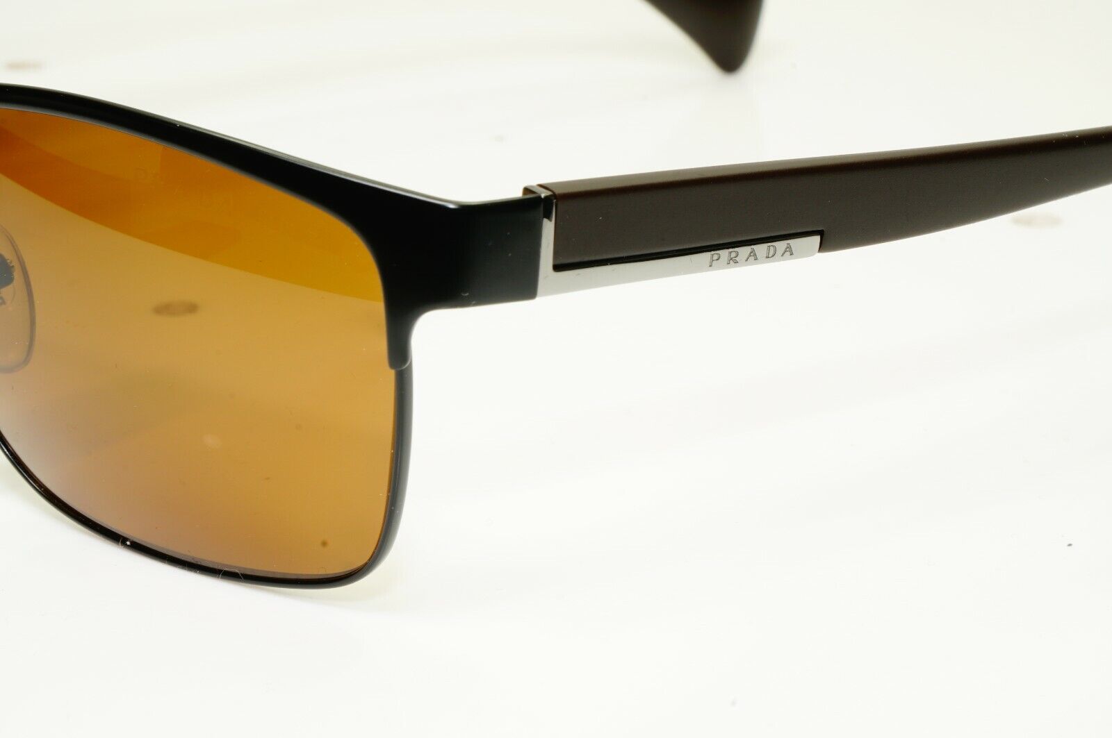 Authentic Prada Mens Polarized Brown Black Sunglasses Rectangle SPR 51O 1BO-5Y1