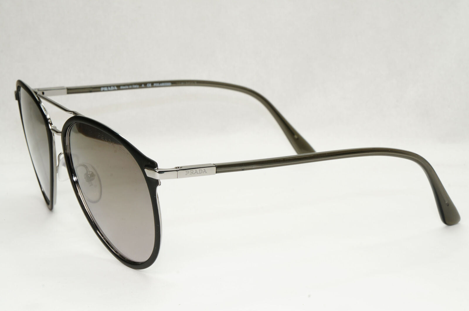 Prada Sunglasses Polarized Black Gunmetal Grey Glass Lens PR51WS SPR 51W 02G-09G