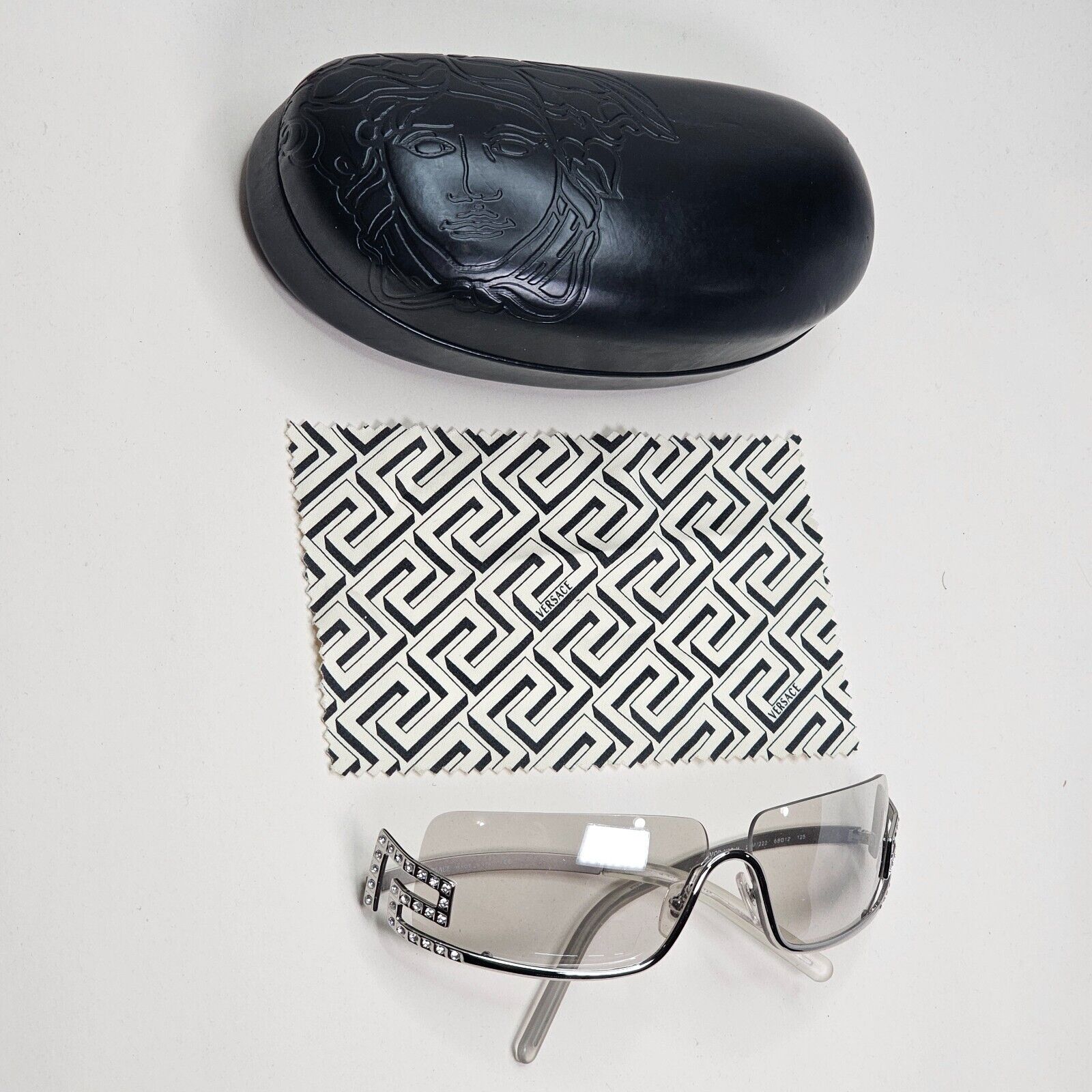 Versace Sunglasses 2004 Vintage Silver Wrap Diamante MOD N50-H 26M/222 081024