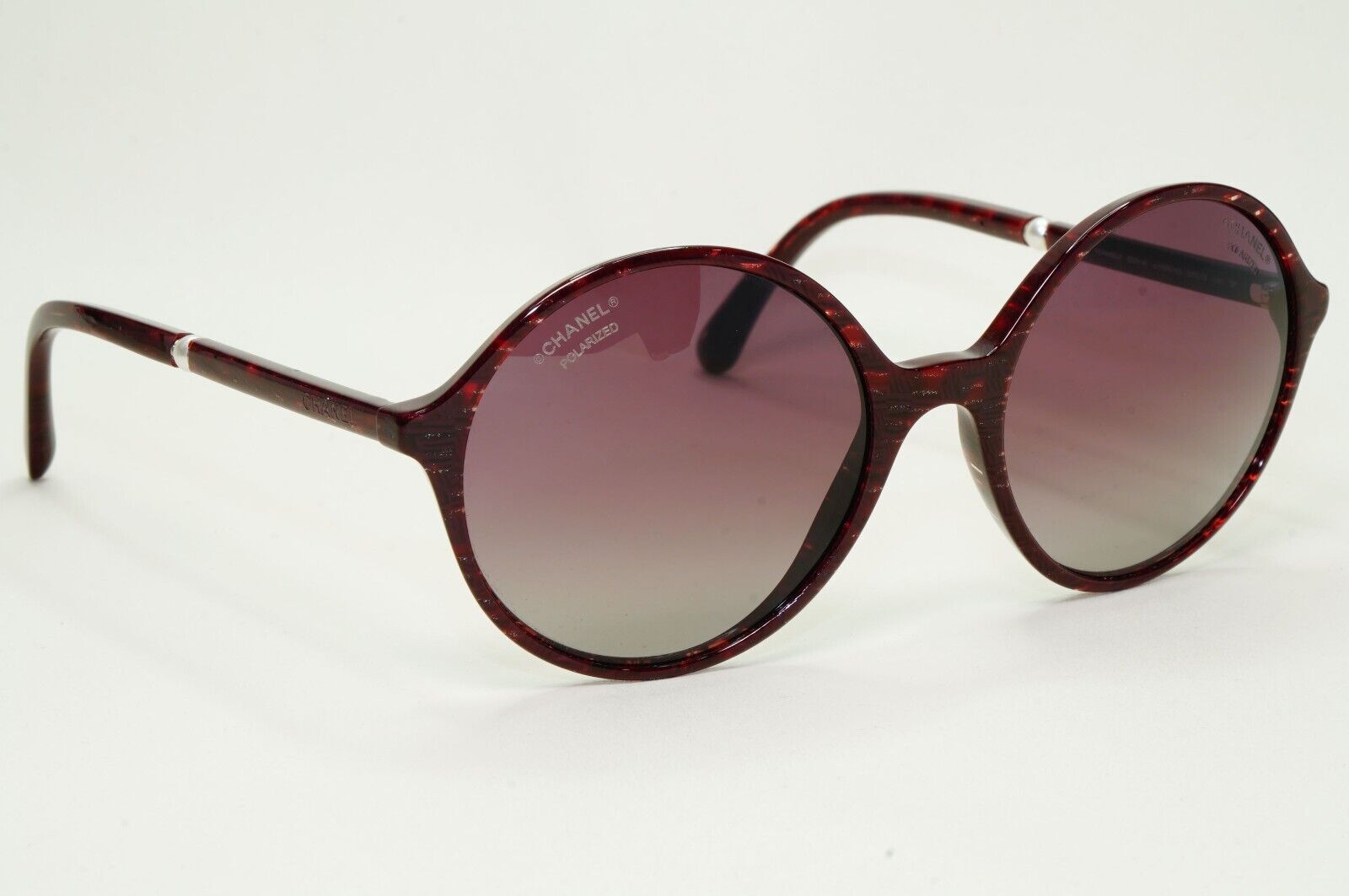 Chanel Sunglasses Pearl Polarized Dark Red Burgundy Round 5391-H c.1638/K5