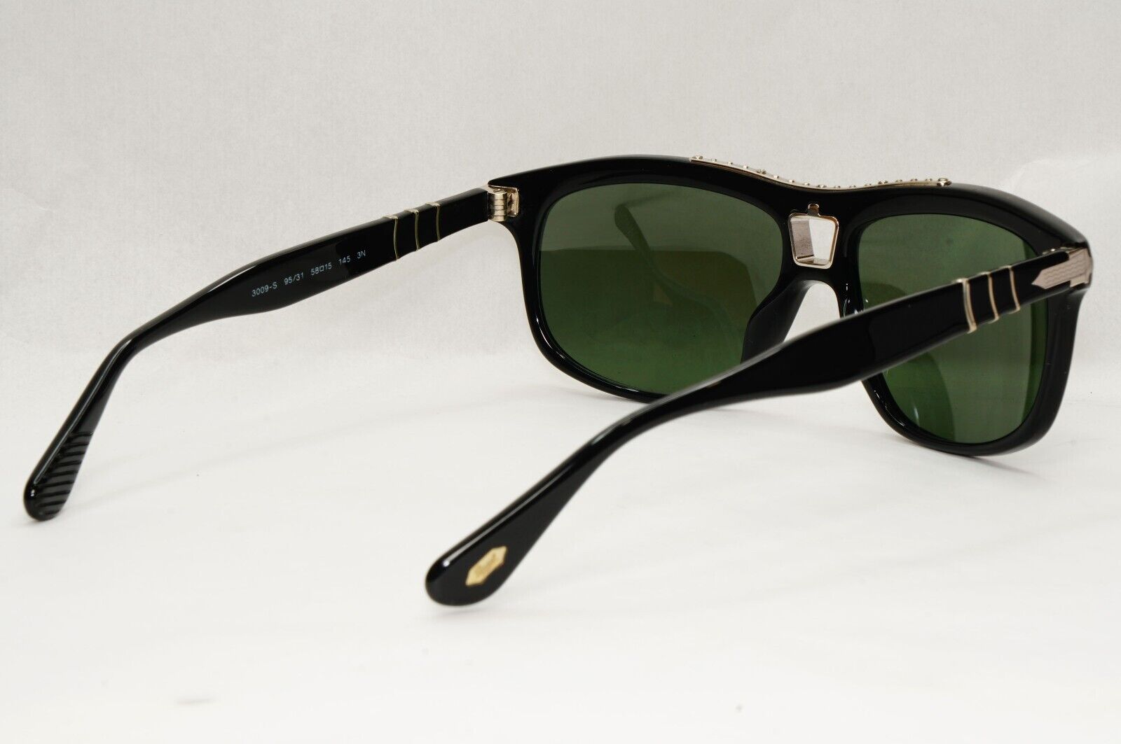 Persol Sunglasses 2011 Roadster Black Silver Glossy Green Lens 3009-S 95/31 58mm