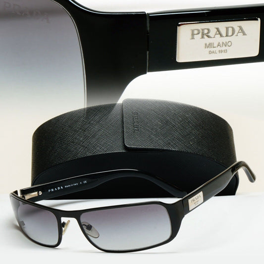 Prada Sunglasses 2007 Vintage Black Grey Rectangle PR61MS SPR 61M 1BO-3M1 310125