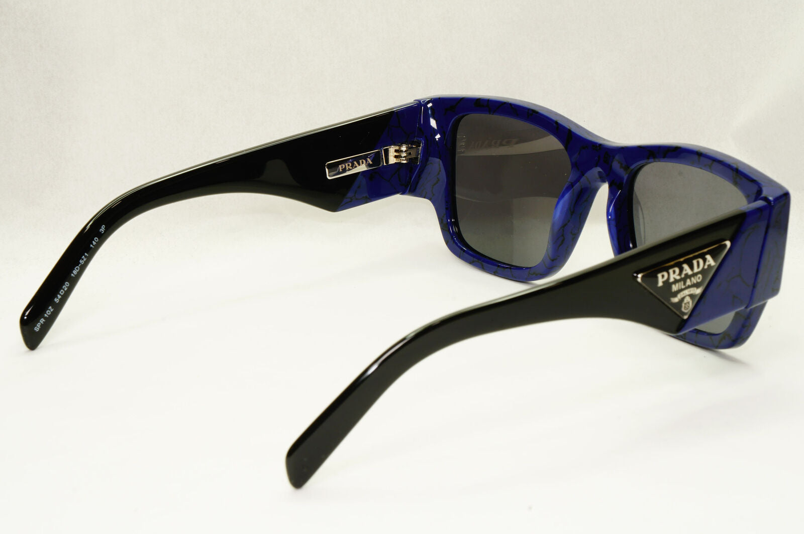 Prada Triangle Sunglasses Black Blue Polarized PR10ZS SPR 10Z 18D-5Z1