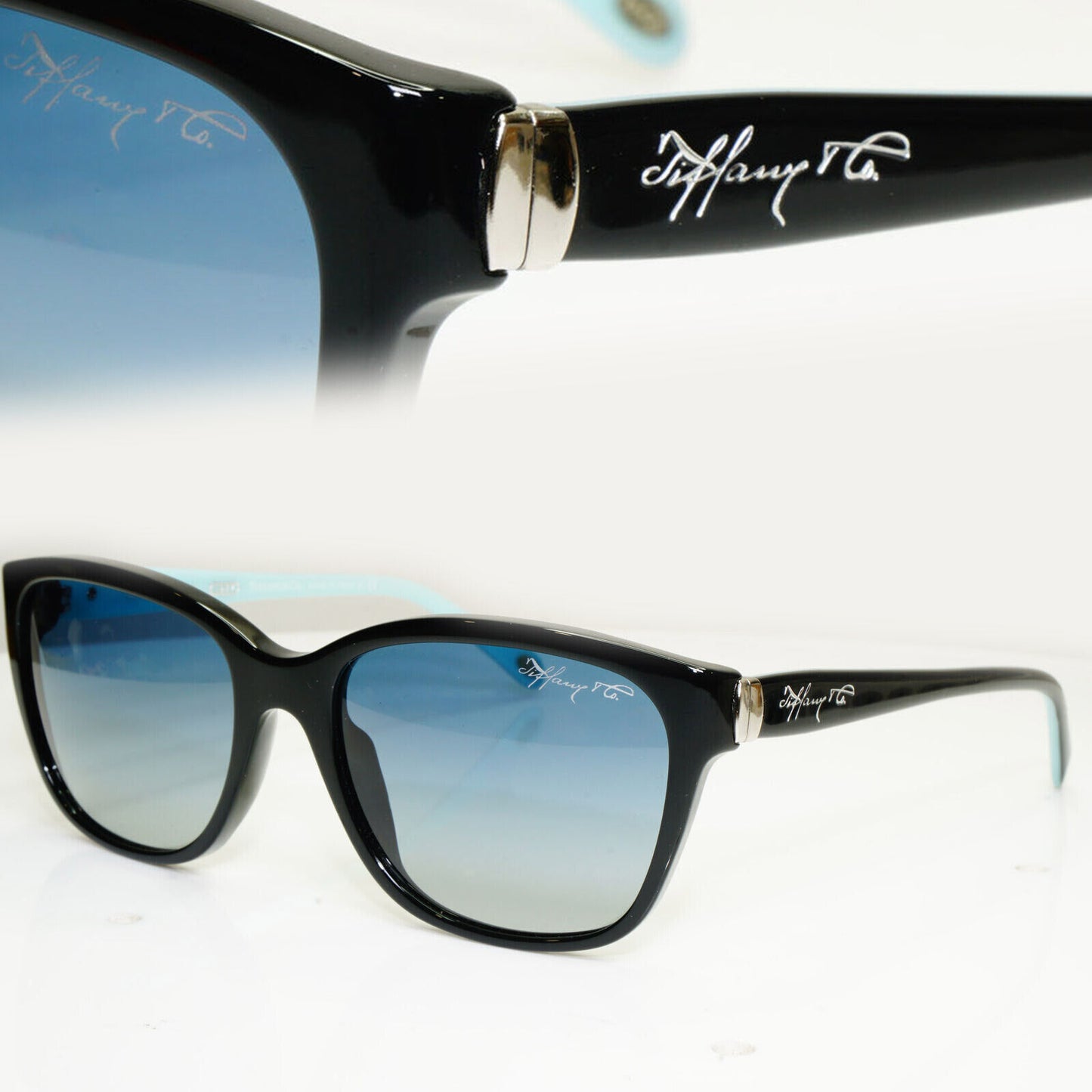 Tiffany & Co Black Sunglasses Blue Gradient Womens Square TF 4083 8001/4L 30643