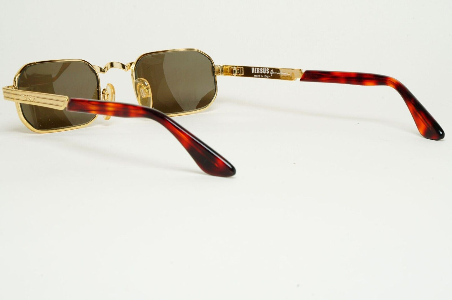 Versus Sunglasses 1996 by Gianni Versace Vintage Gold Rectangle MOD F10 COL 030