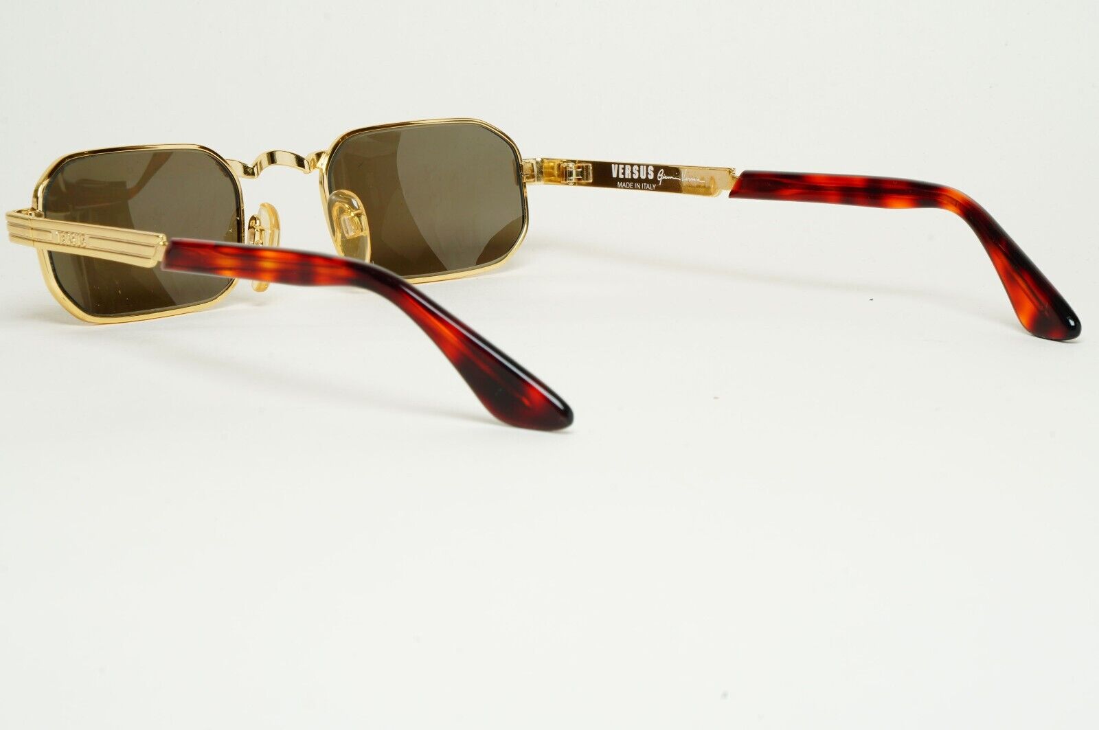 Versus Sunglasses 1996 by Gianni Versace Vintage Gold Rectangle MOD F10 COL 030