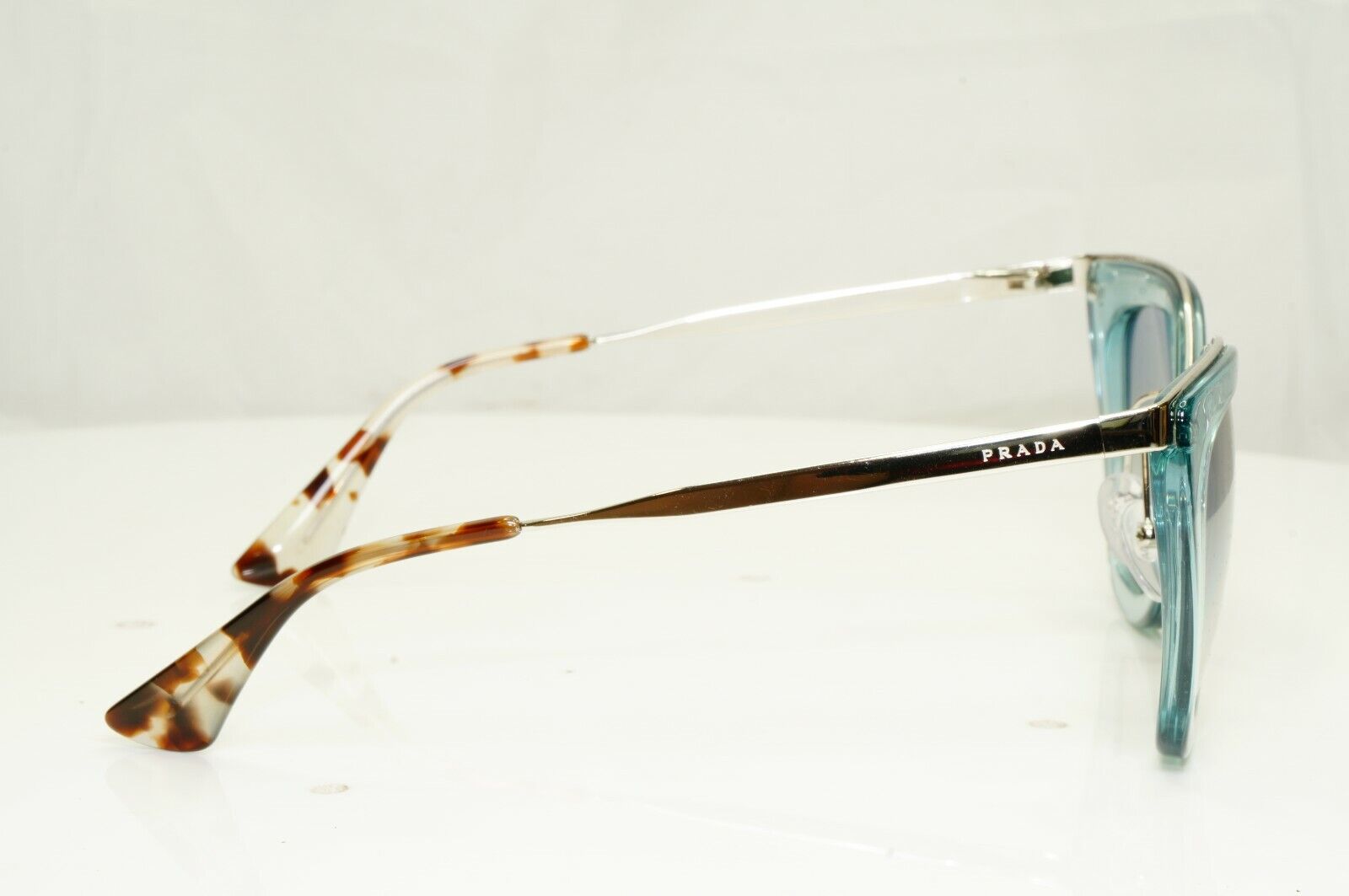 Prada Silver Blue Grey Square Sunglasses Cinema Collection Women SPR 53S VYS-5R0