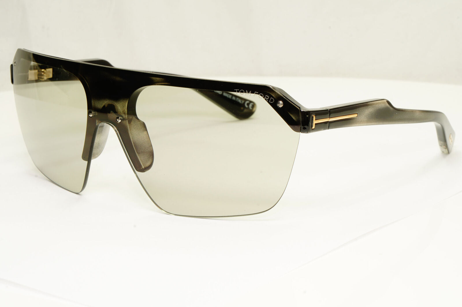 Authentic Tom Ford Mens Shield Visor Grey Havana Sunglasses Razor TF 797 56A