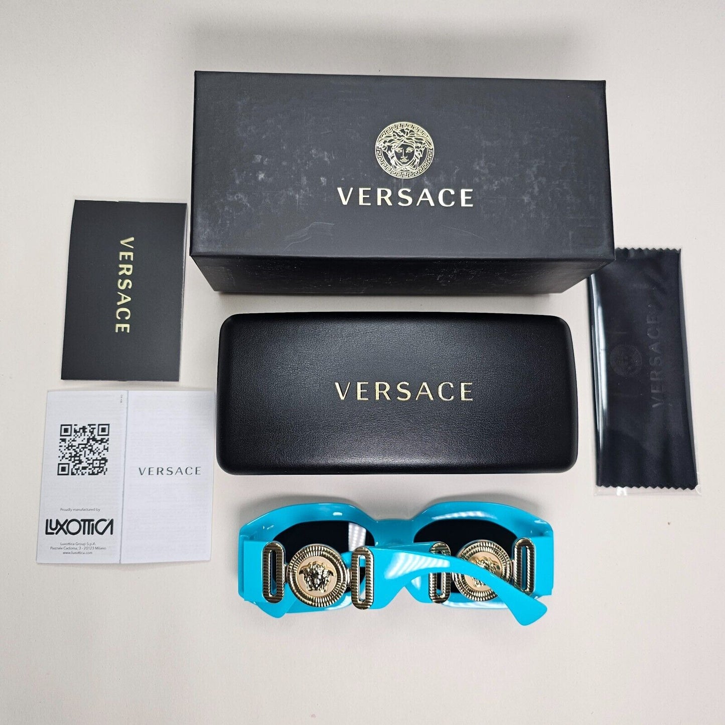 Versace Sunglasses Azure Gold Medusa Biggie Square MOD VE 4425U 5439/87 53mm