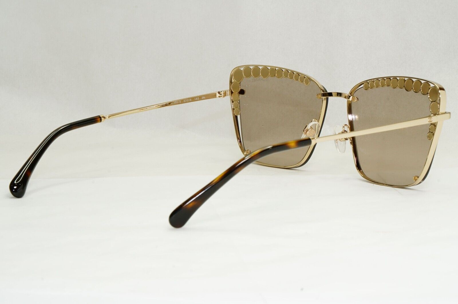 Chanel Sunglasses Pearl Gold Square Metal Brown 2N 4235-H c.395/3 57mm