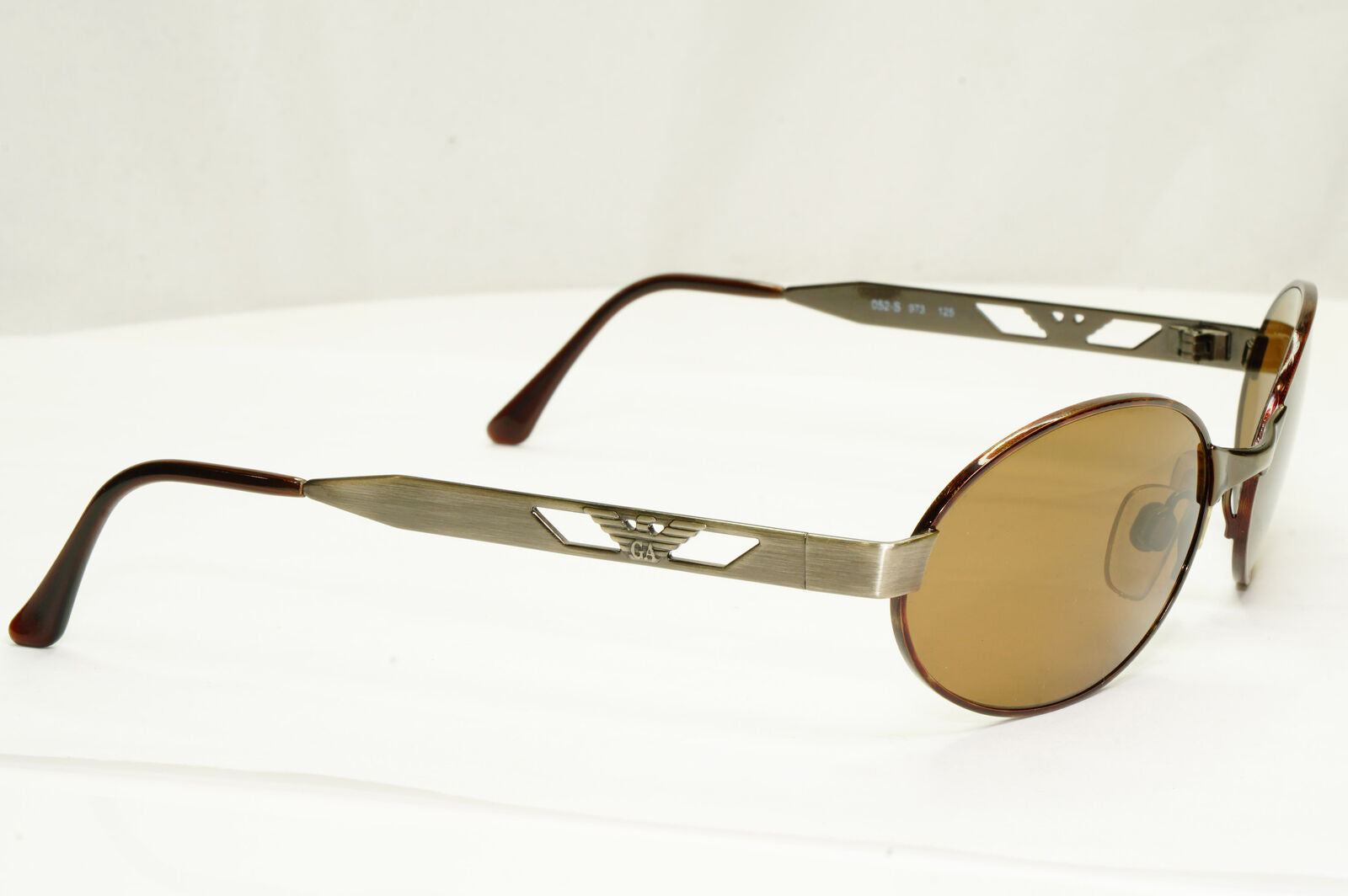 Emporio Armani 1997 Vintage Sunglasses Mens Brown Brushed Silver Eagle 052-S 973