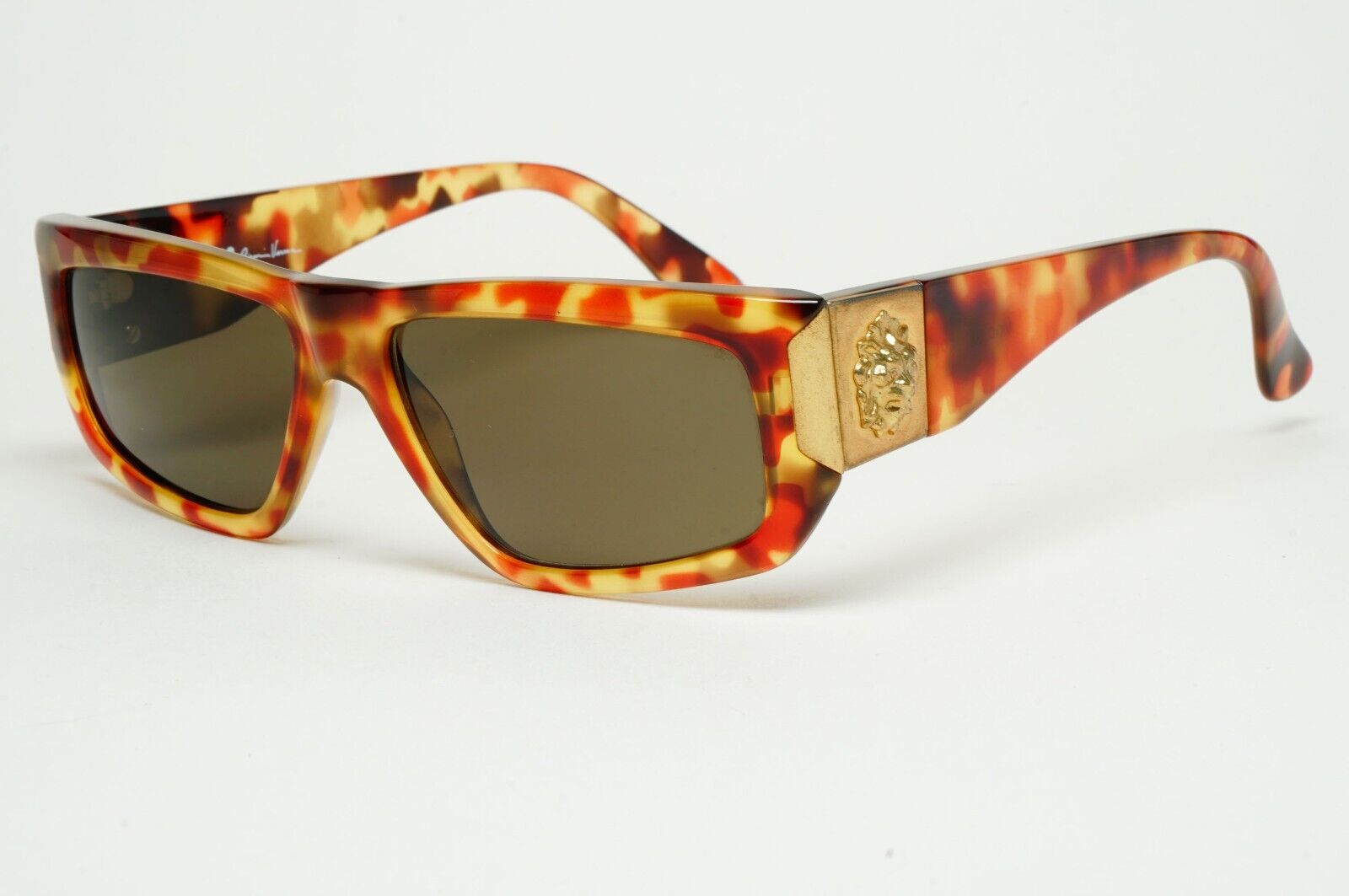 Versus Sunglasses 1996 by Gianni Versace Vintage Gold Lion Brown MOD E07 COL 197
