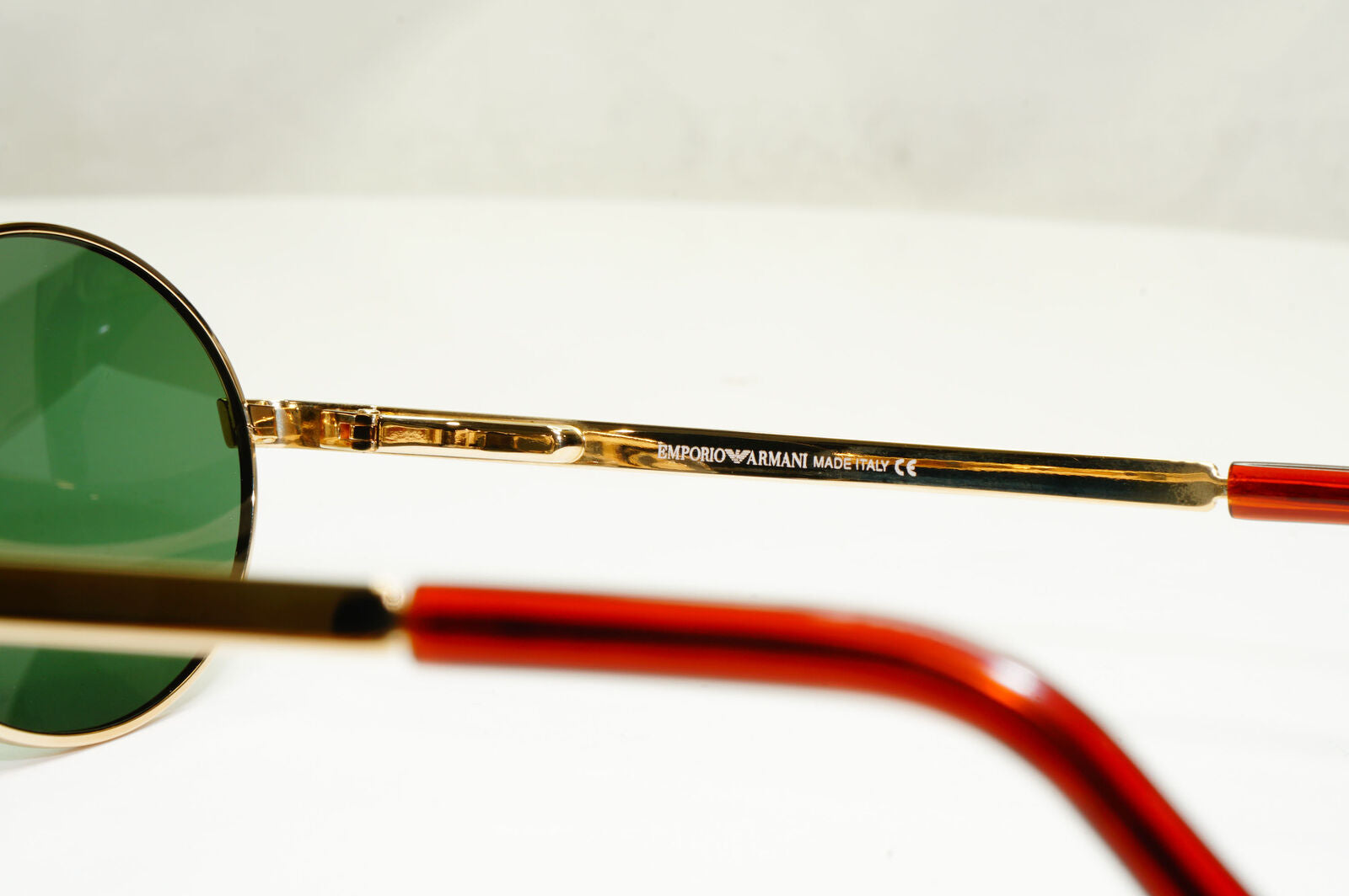 Emporio Armani Sunglasses 1997 Vintage Gold Green Metal Oval 076 743 50mm B