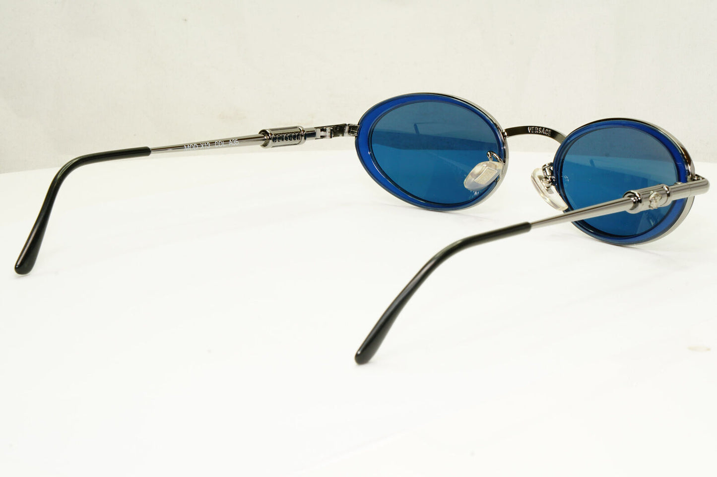 Gianni Versace 1996 Vintage Womens Blue Silver Medusa Sunglasses MOD X13 COL A35