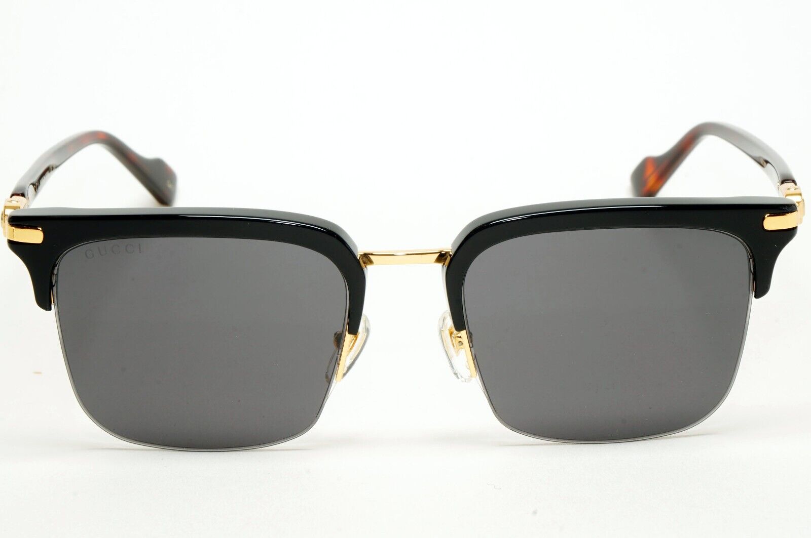 Gucci Sunglasses Gold Black Semi Rimless Square GG1363S 001 XL 53mm Japan