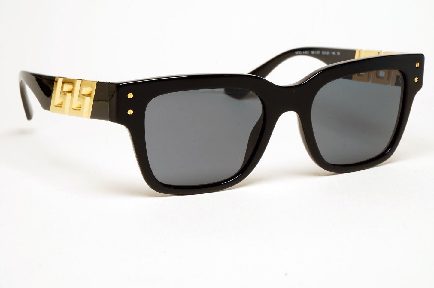 Versace Sunglasses Black Gold Meander Square MOD VE 4421 GB1/87 52mm