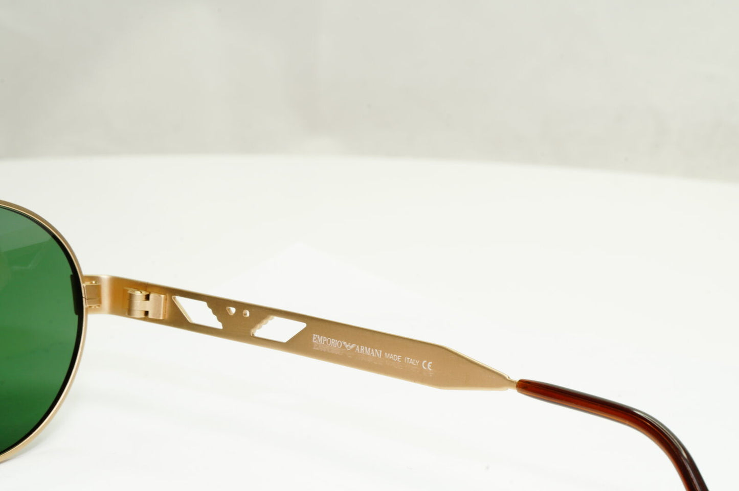Emporio Armani Sunglasses 1997 Vintage Gold Round Green Eagle Metal 023-S 833 XL