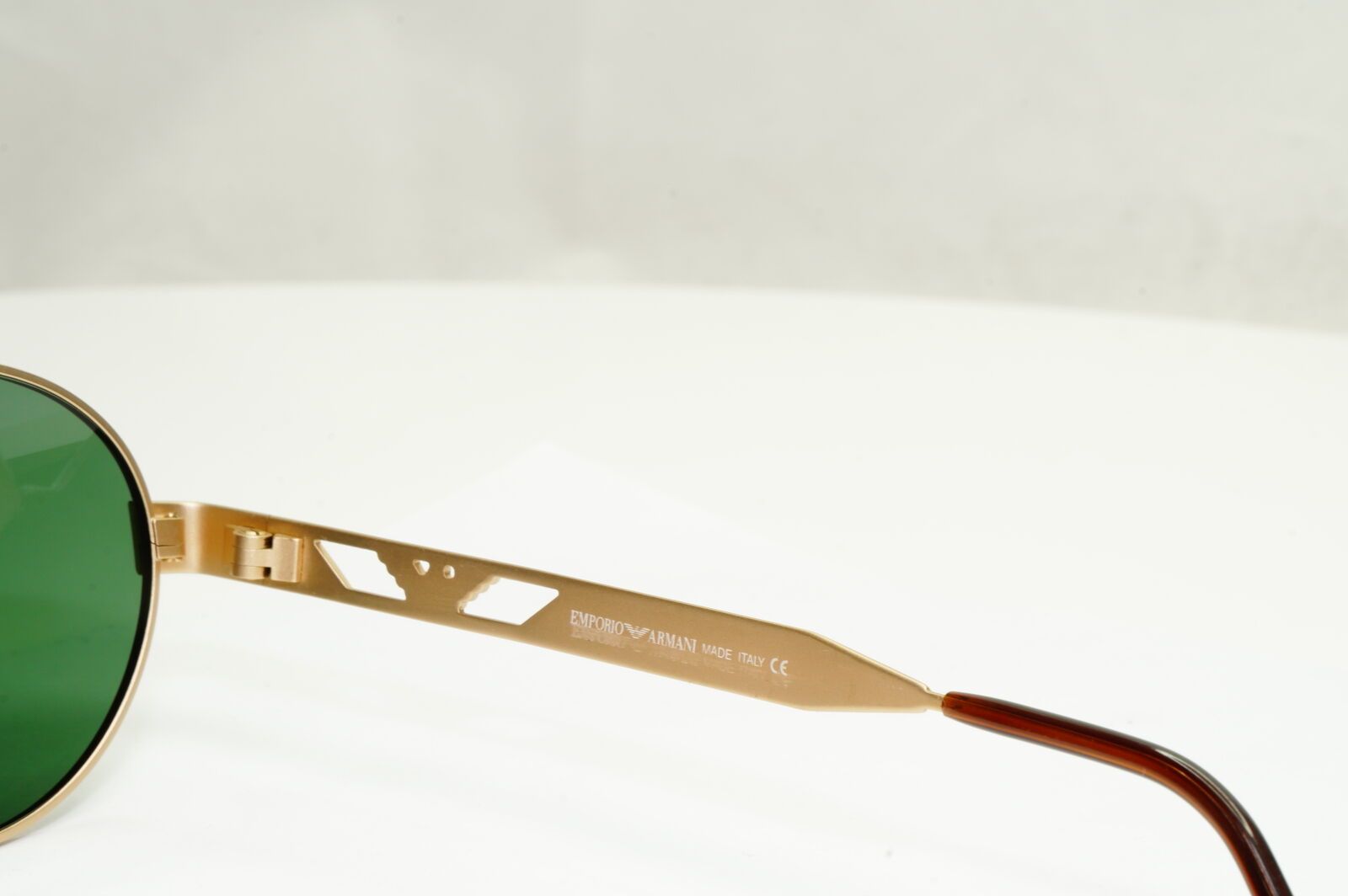 Emporio Armani Sunglasses 1997 Vintage Gold Round Green Eagle Metal 023-S 833 XL
