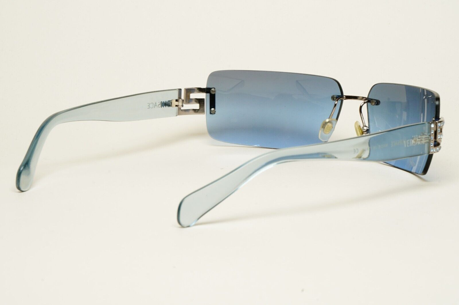 Versace Sunglasses 2004 Vintage Blue Rimless Diamante MOD 2017-B 1003/8F 170125