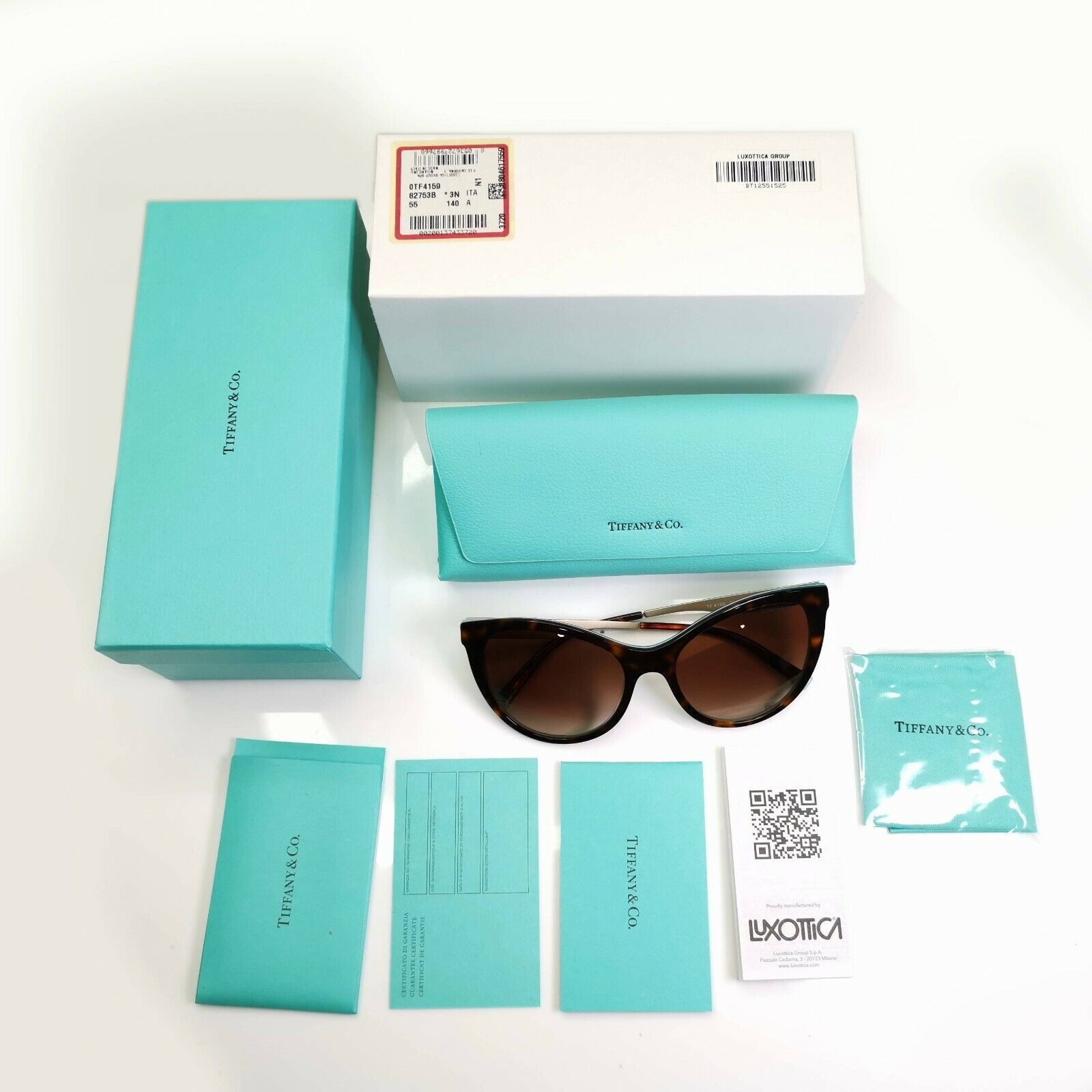 Tiffany & Co Gold Brown Tortoise Havana Sunglasses Diamond Point TF 4159 8275/3B