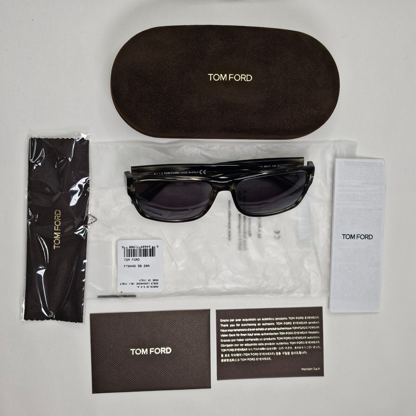 Tom Ford Sunglasses Mason Grey Brown Tortoise Square TF 445 FT0445 20A 58mm