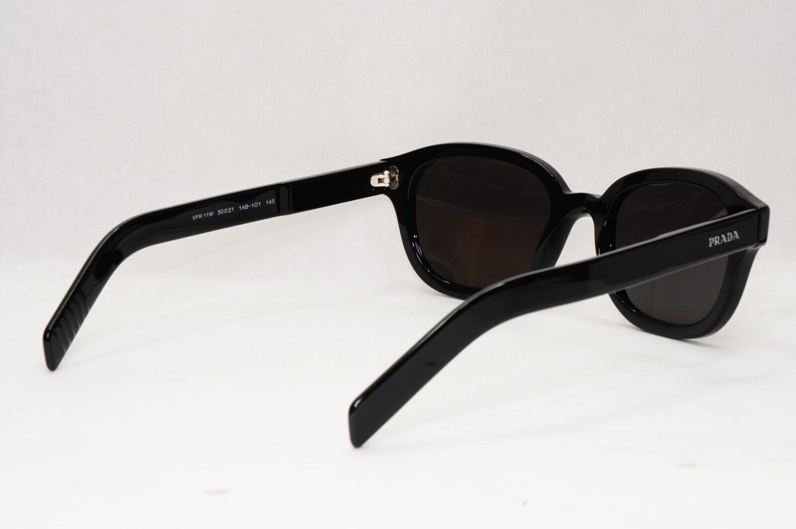 Prada Sunglasses Black Glossy Thick Rims Square PR11WV VPR 11W 1AB-1O1 50mm