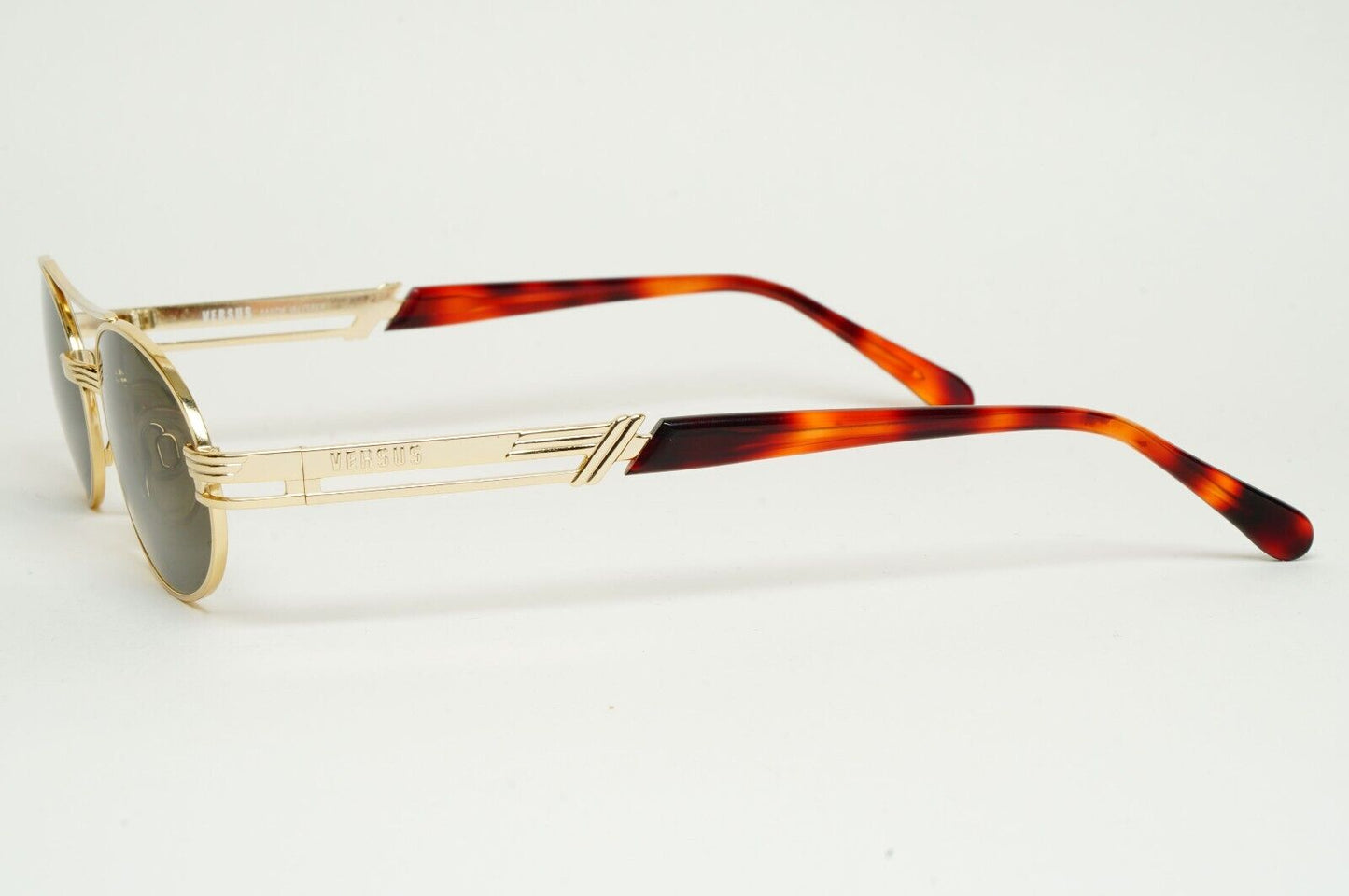 Versus Sunglasses 1996 by Gianni Versace Vintage Gold Grey Oval MOD F23 COL 030
