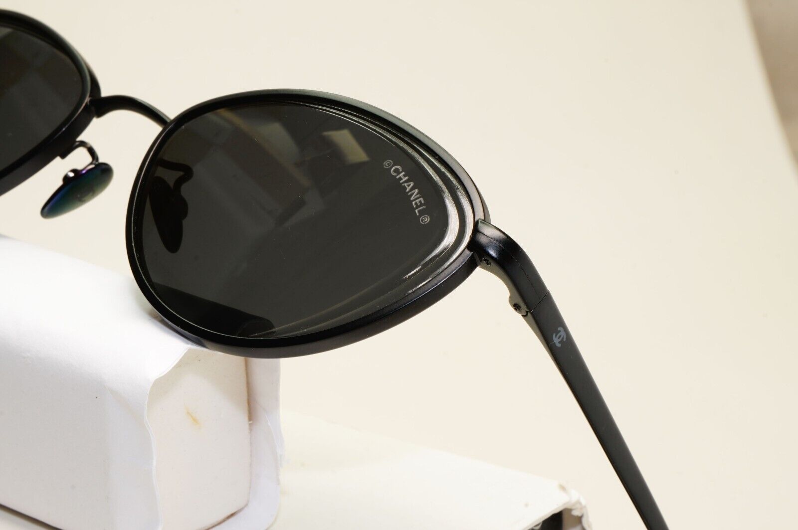 Chanel Sunglasses Black Cat Eye Metal 4255 c.101/S4 55mm