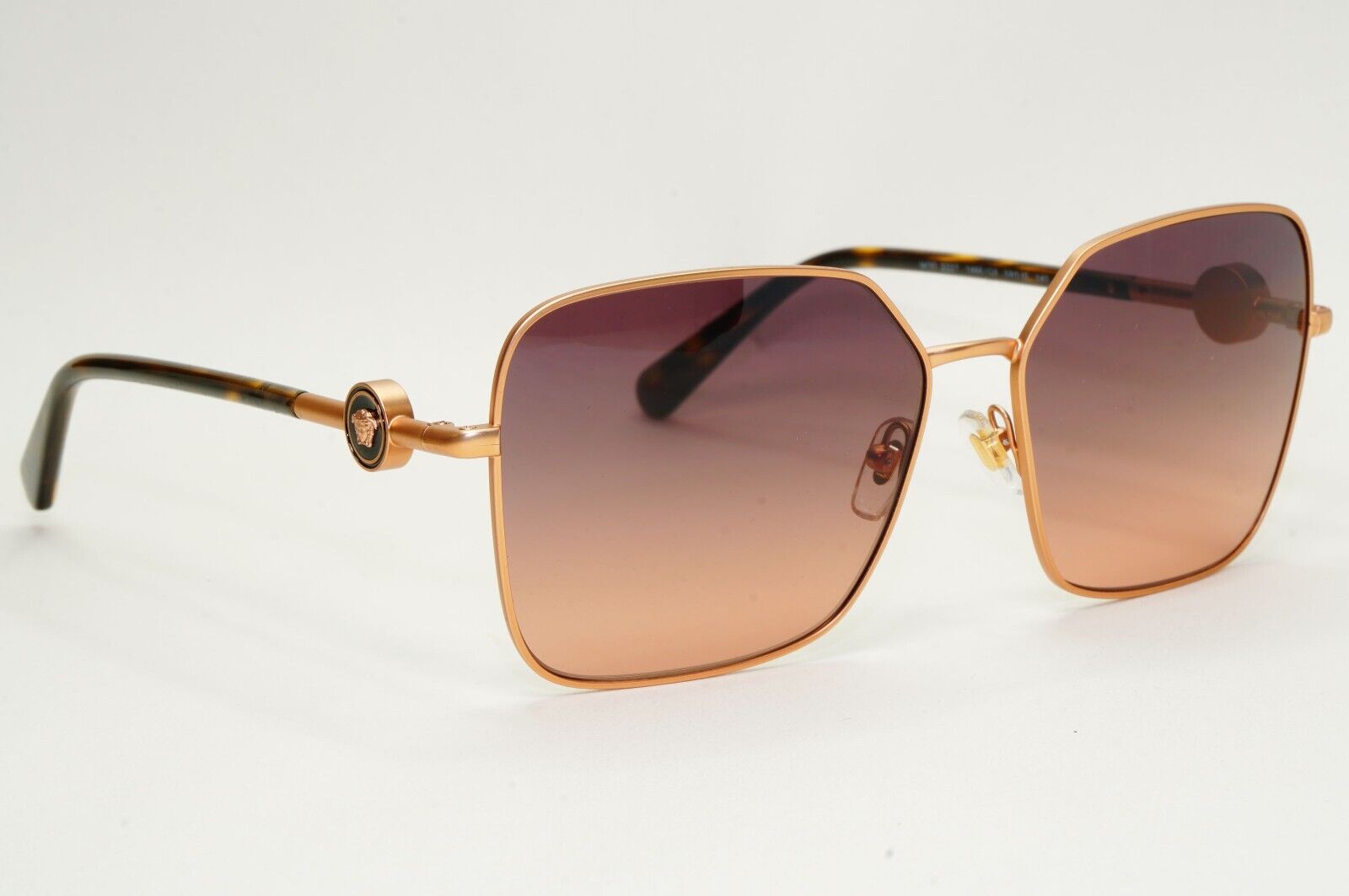 Versace Sunglasses Gold Brown Gradient Matte Square Medusa MOD VE 2227 1466/G9