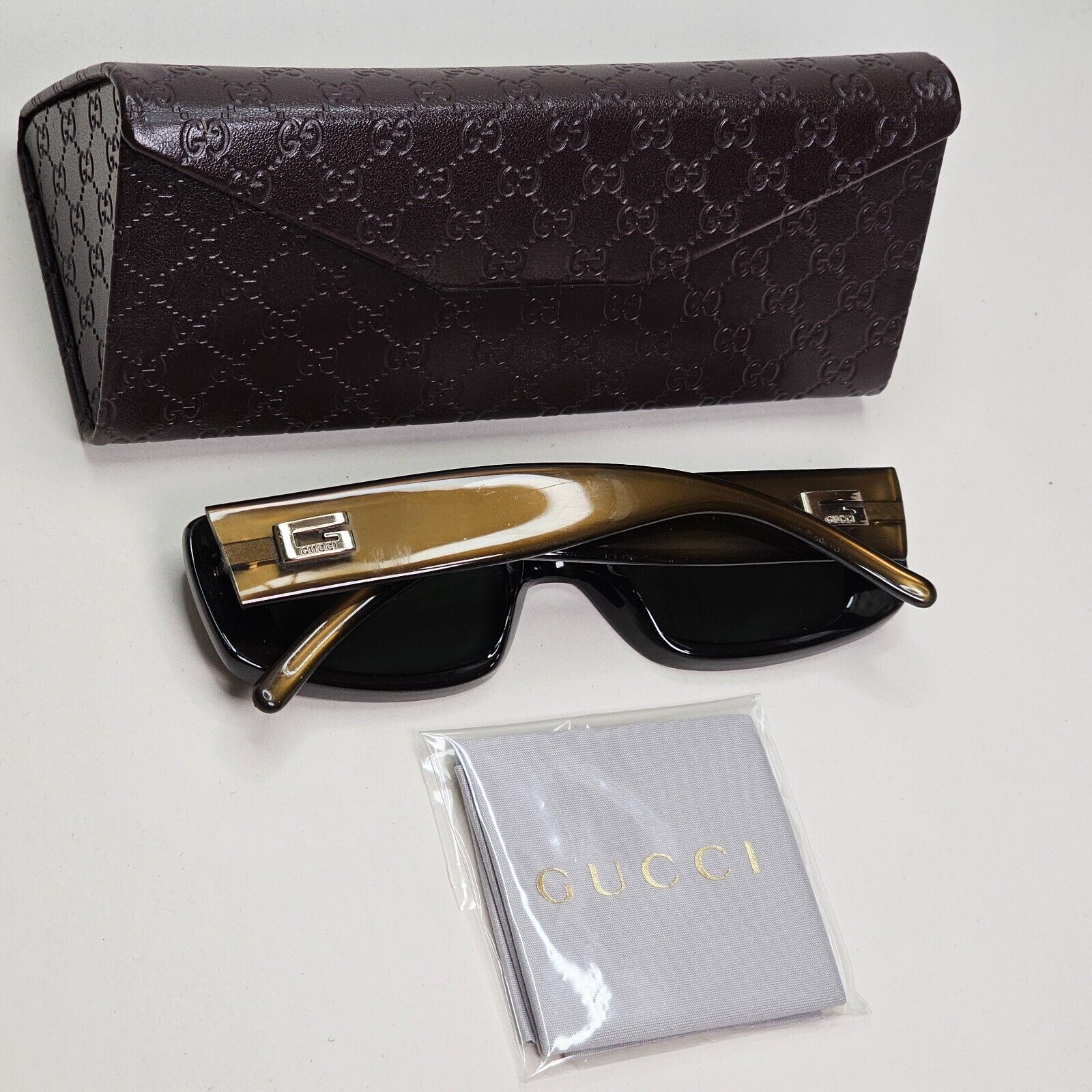 Gucci Sunglasses 1996 Vintage Brown Green Square GG 2409/N/S 4NR 49mm 230924