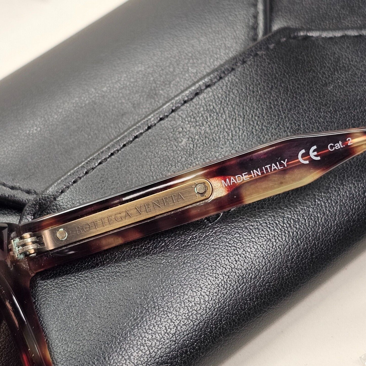 Bottega Veneta Sunglasses Brown Tortoiseshell Leather Square BV 0034S 003 081024