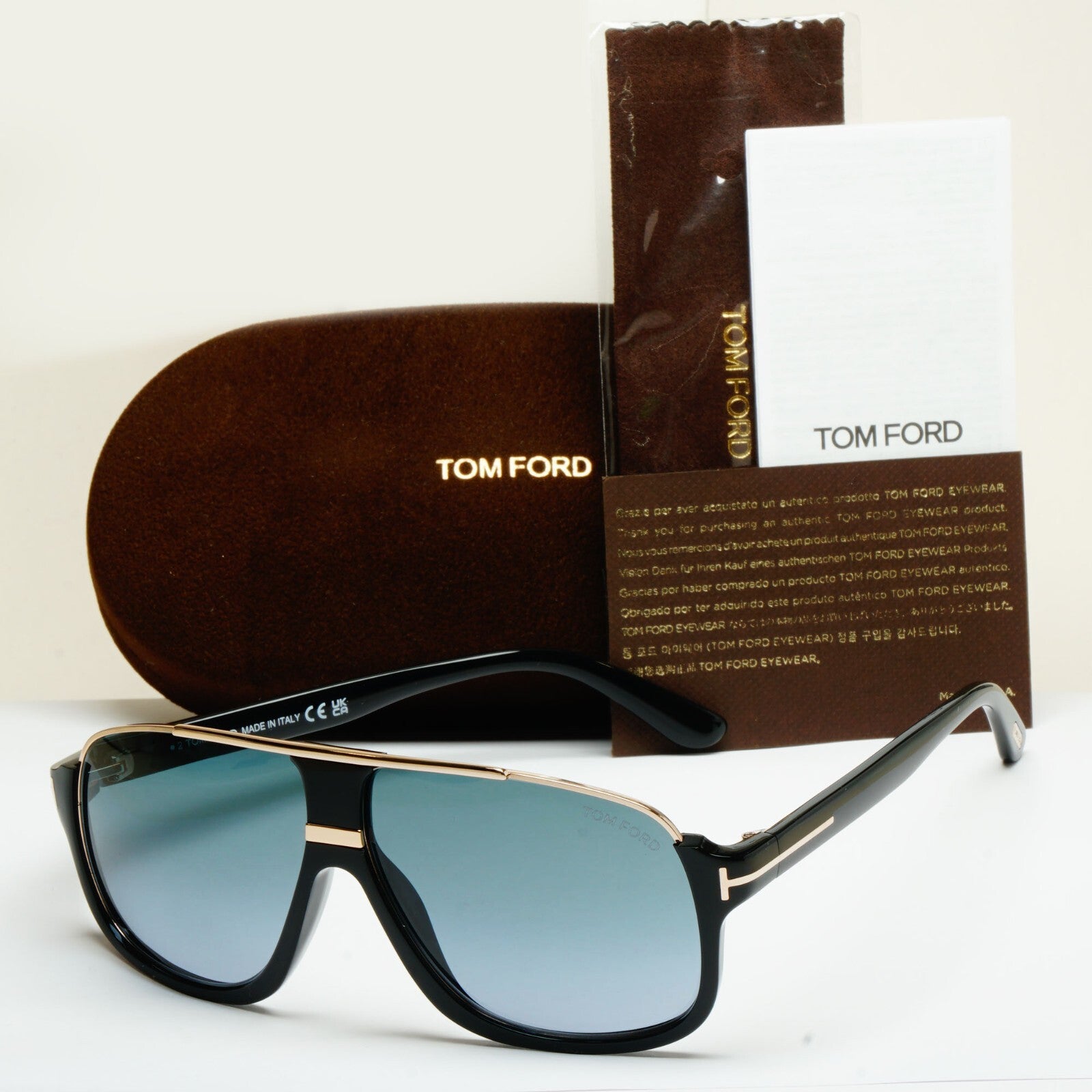 Tom Ford Sunglasses Eliott Black Gold Green Grey Navigator FT0335 TF 335 01P
