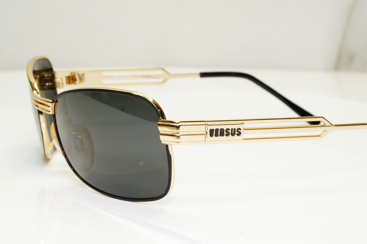 Versus 1996 by Gianni Versace Vintage Gold Black Sunglasses MOD F33 COL 09M
