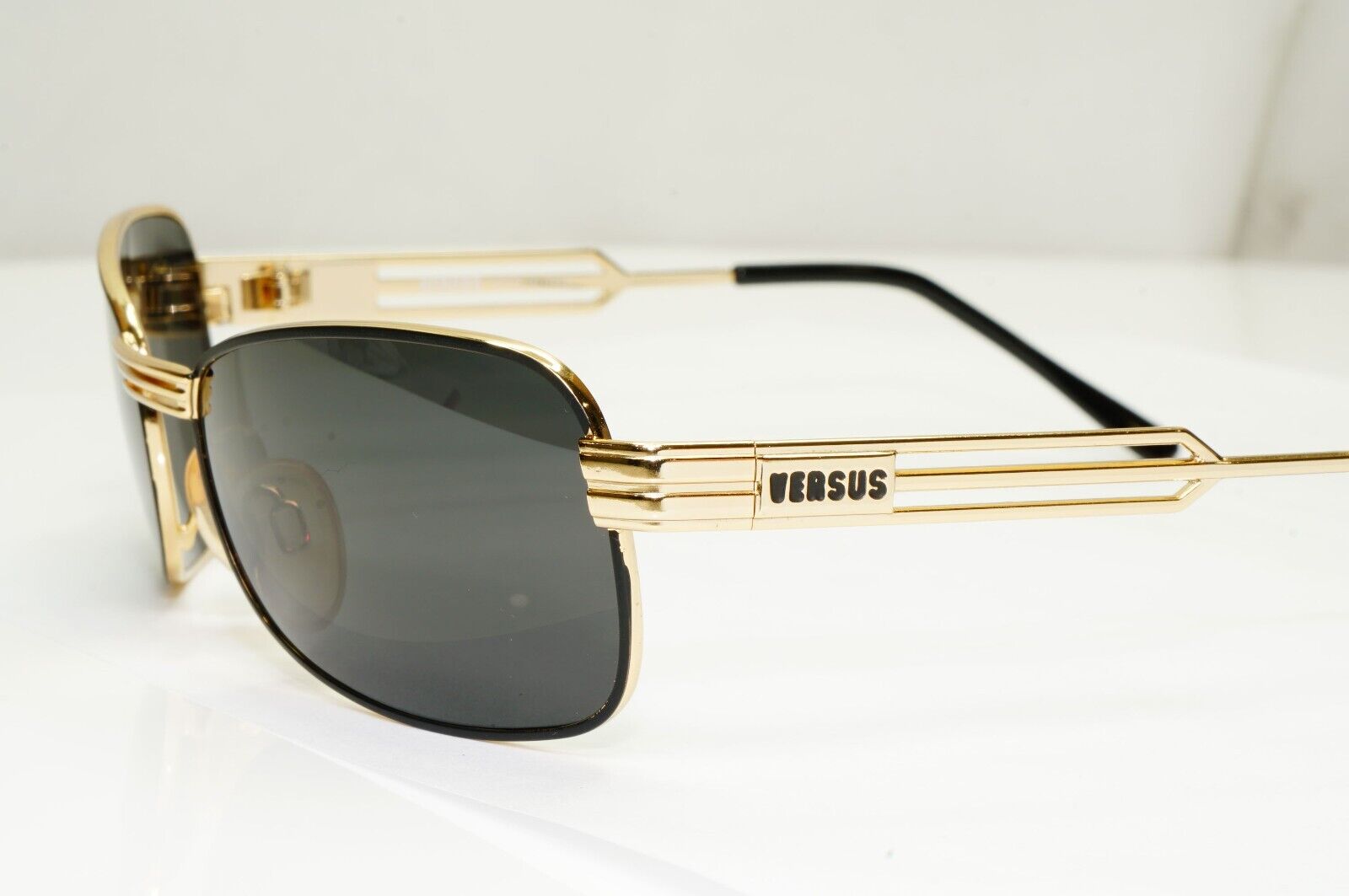 Versus 1996 by Gianni Versace Vintage Gold Black Sunglasses MOD F33 COL 09M