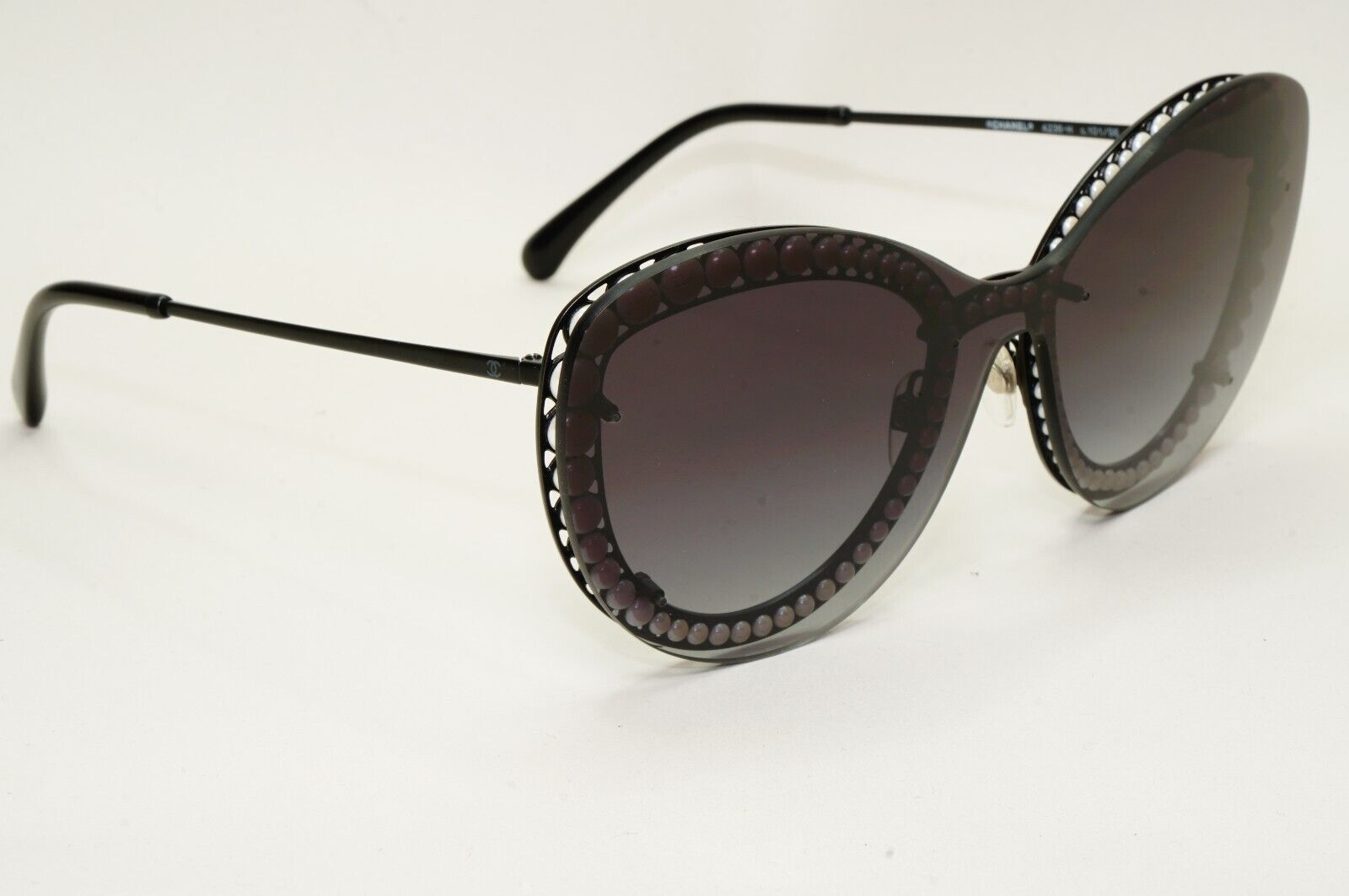 Chanel Sunglasses Pearl Black Grey Gradient Smoke Shield Visor 4236-H c.101/S6