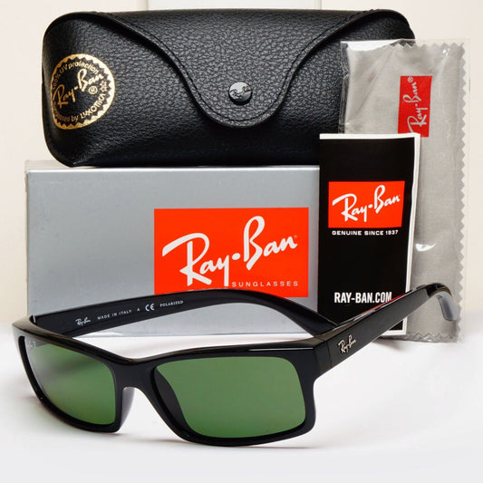 Ray-Ban Sunglasses Polarised Black Rectangle Green Square RB 4151 601/2P 59mm
