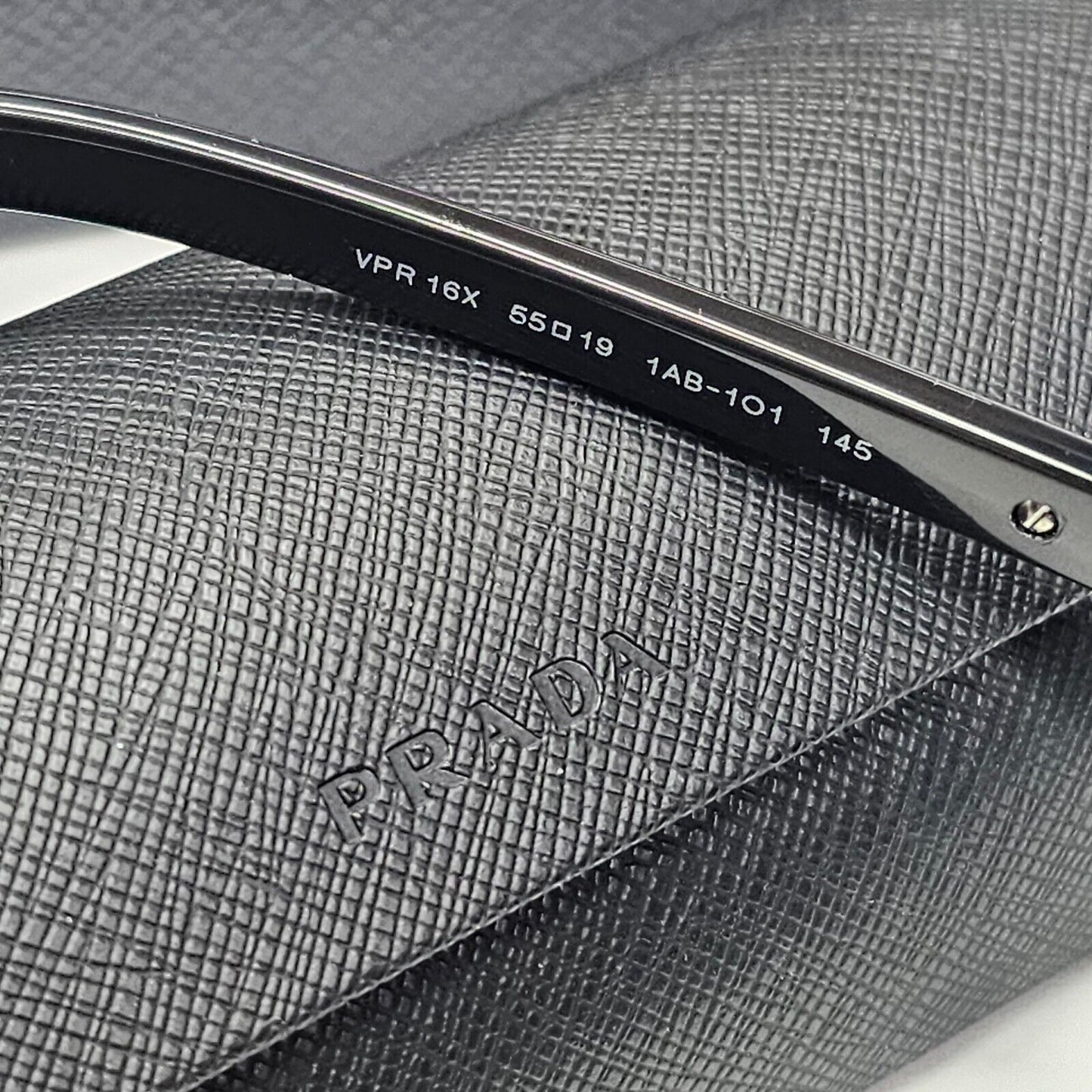 Prada Sunglasses Black Square Glossy Fashion PR16XV VPR 16X 1AB-1O1 55mm