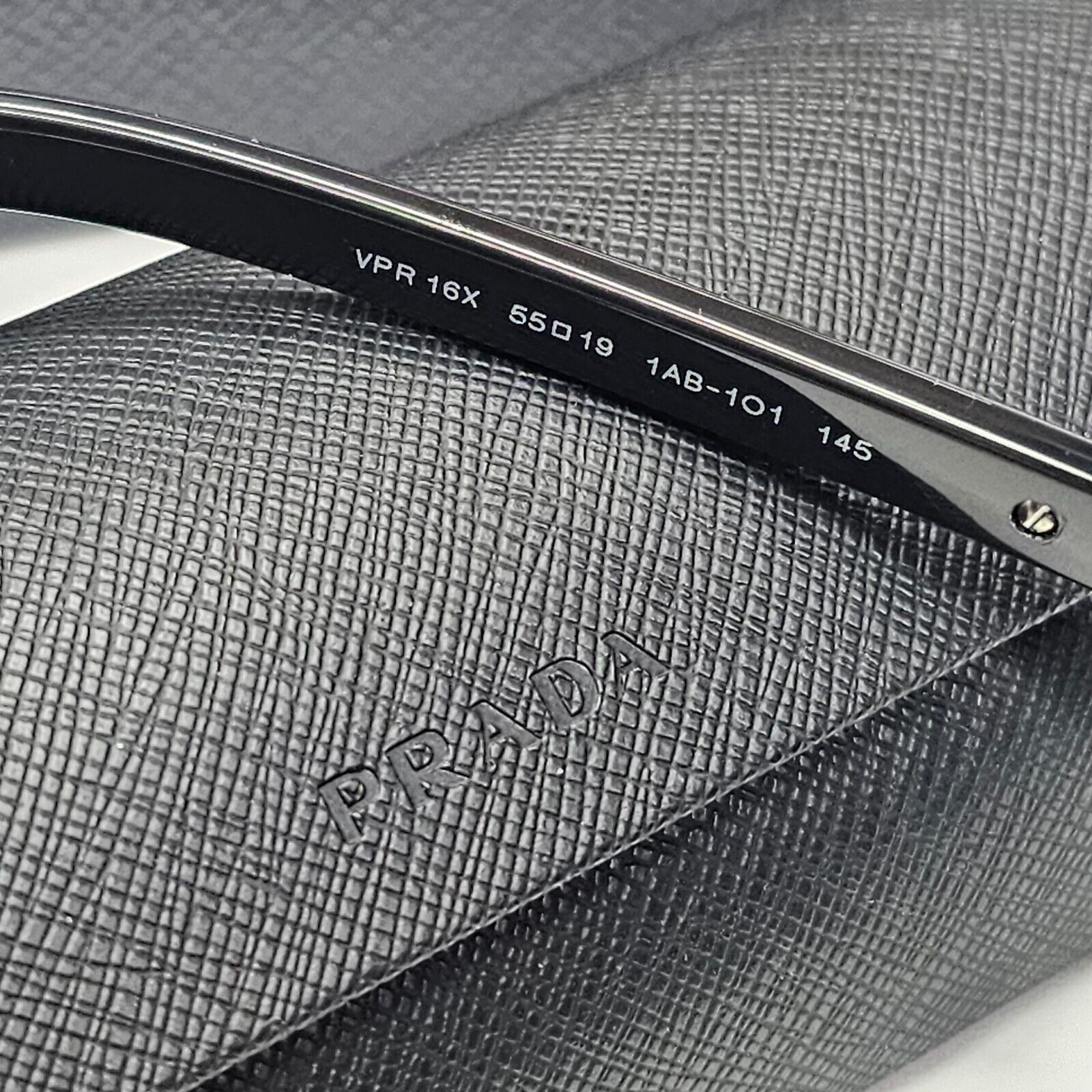 Prada Sunglasses Black Square Glossy Fashion PR16XV VPR 16X 1AB-1O1 55mm
