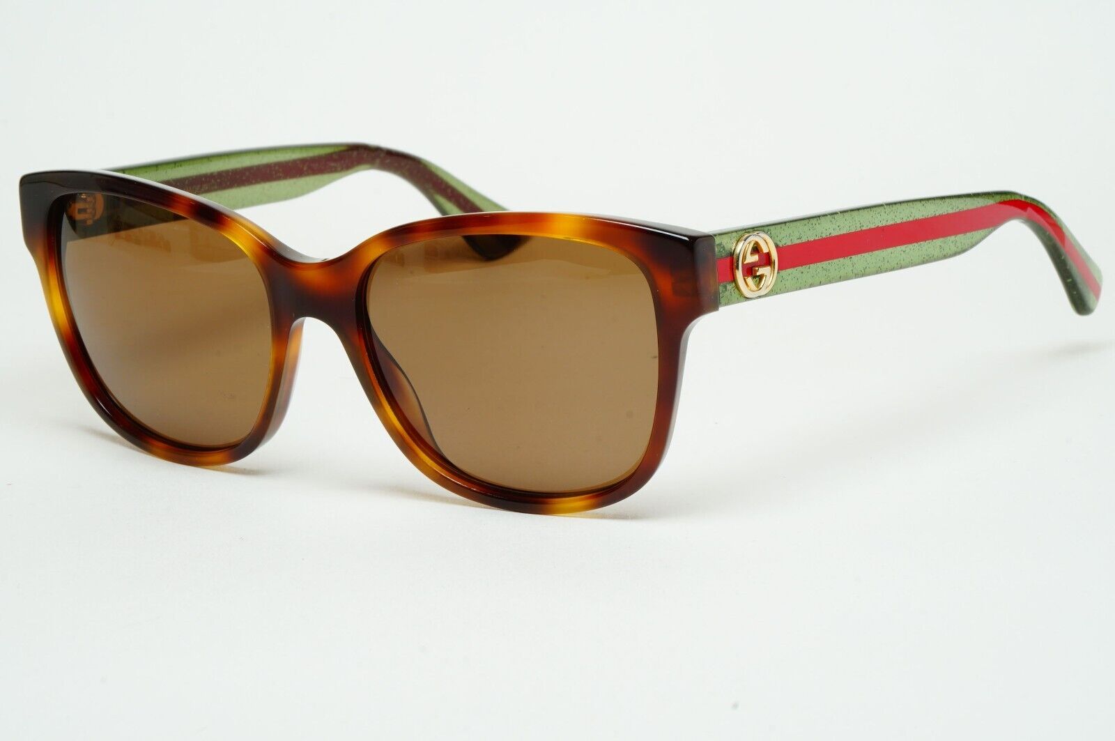 Gucci Sunglasses 2017 Brown Green Square Red Stripe GG0038O 002 54mm 100225
