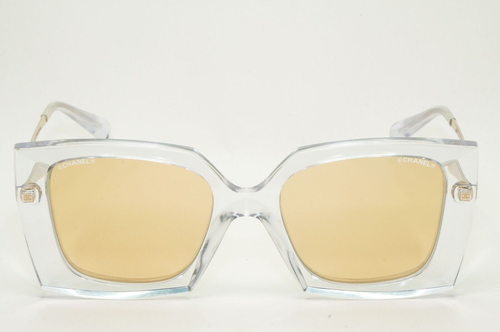 Chanel Sunglasses Gold Mirror Transparent Square 6051 c.660/T6 53mm [a]