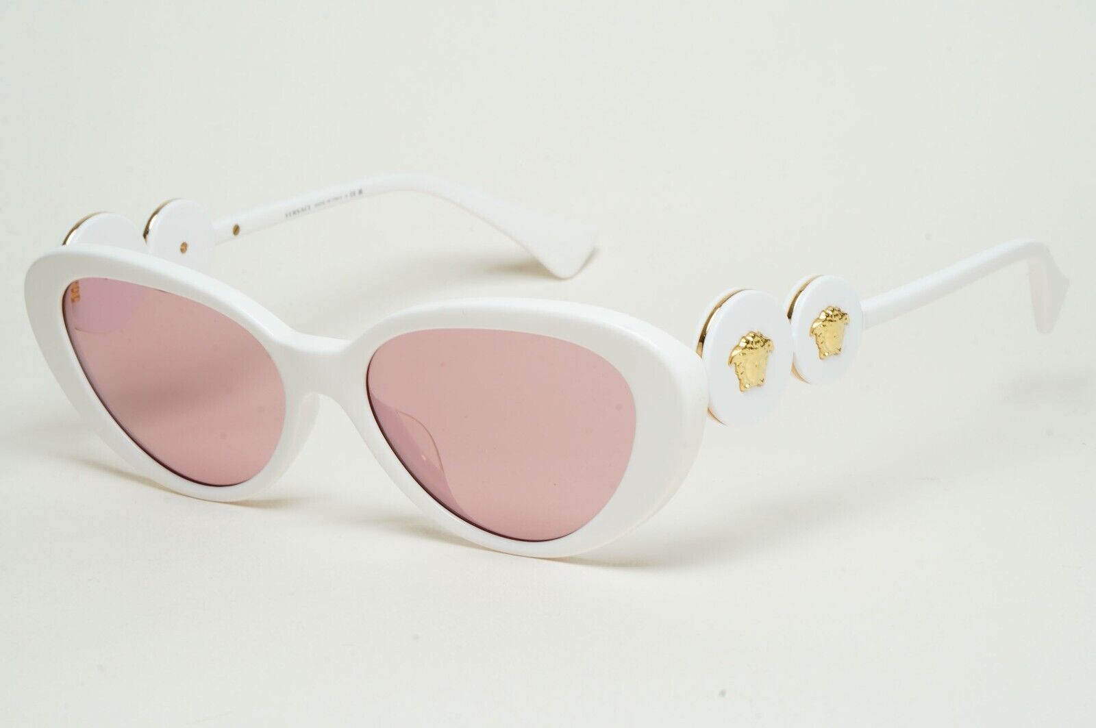 Versace Sunglasses White Cat Eye Pale Pink Gold Medusa MOD VE 4433-U 314/84 54mm
