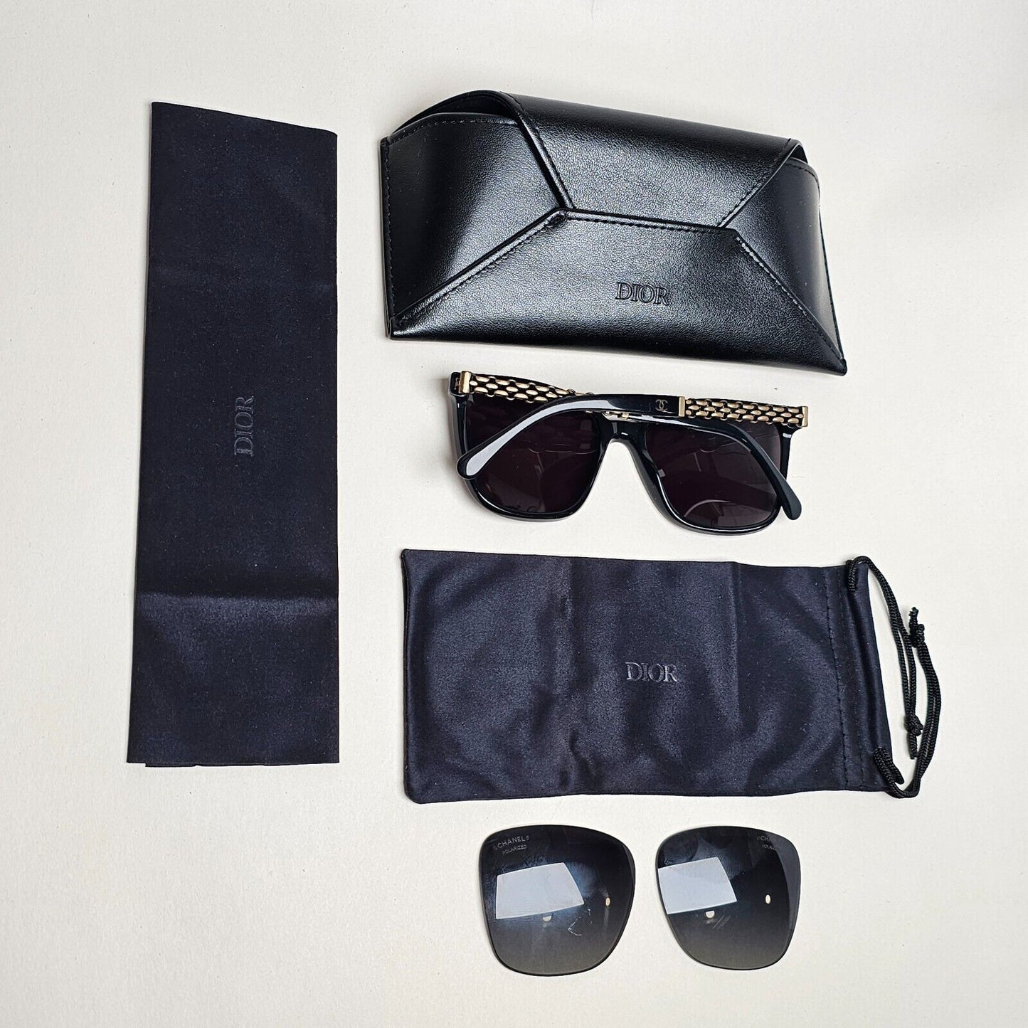 Chanel Sunglasses Chain Black Glossy Square Bronze 5325 c.501/S8 54mm 261124
